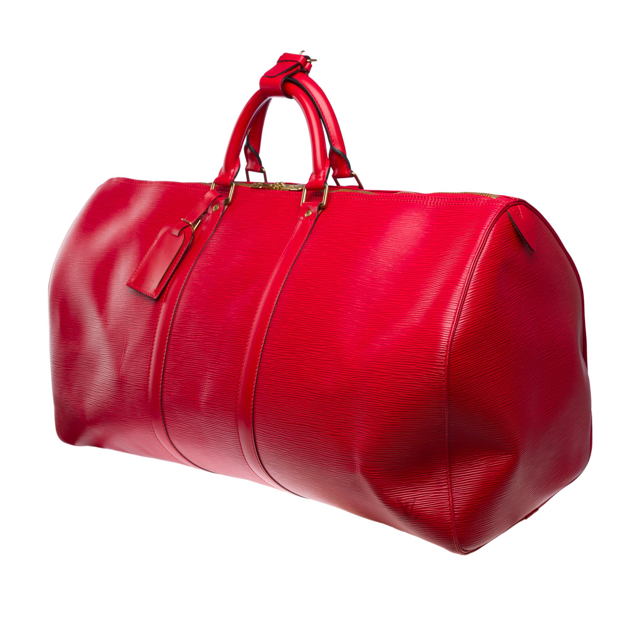 Women's or Men's Very Chic Louis Vuitton Keepall 55 Travel bag in Red epi leather, GHW