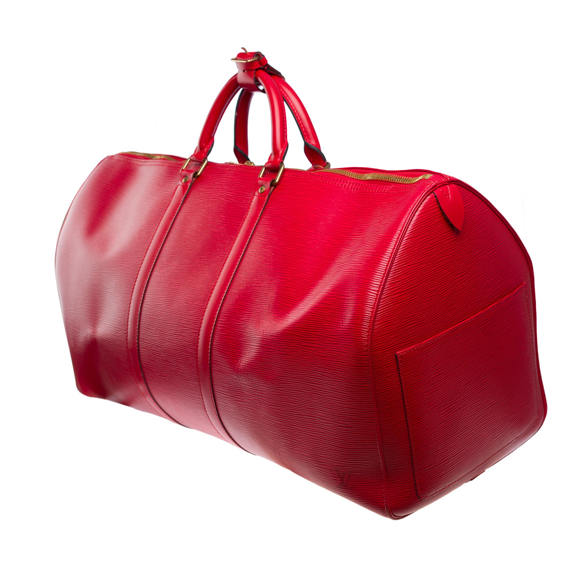 Very Chic Louis Vuitton Keepall 55 Travel bag in Red epi leather, GHW 1