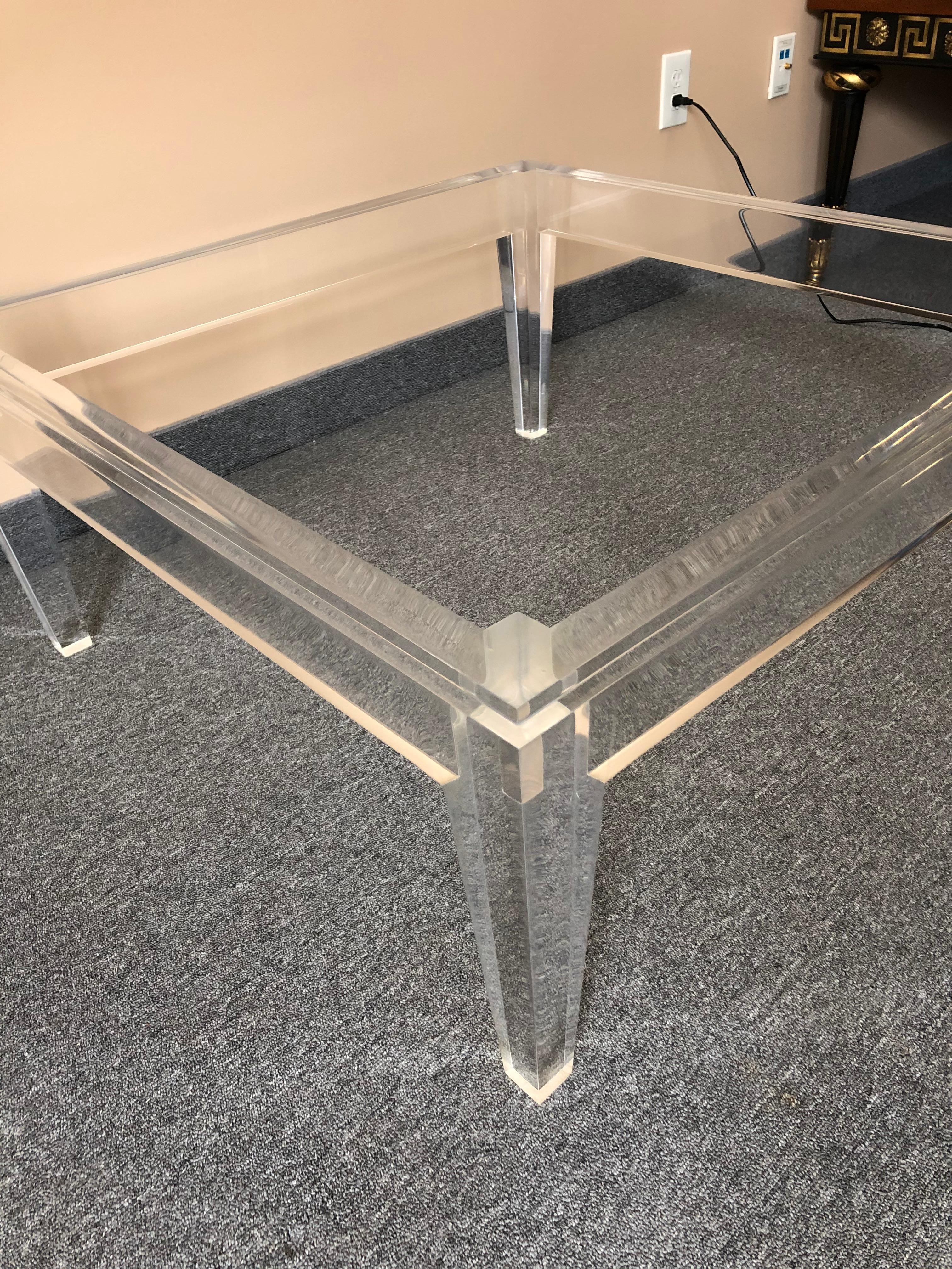 Very Chic Mid-Century Modern Lucite and Marble Coffee Table In Good Condition In Hopewell, NJ