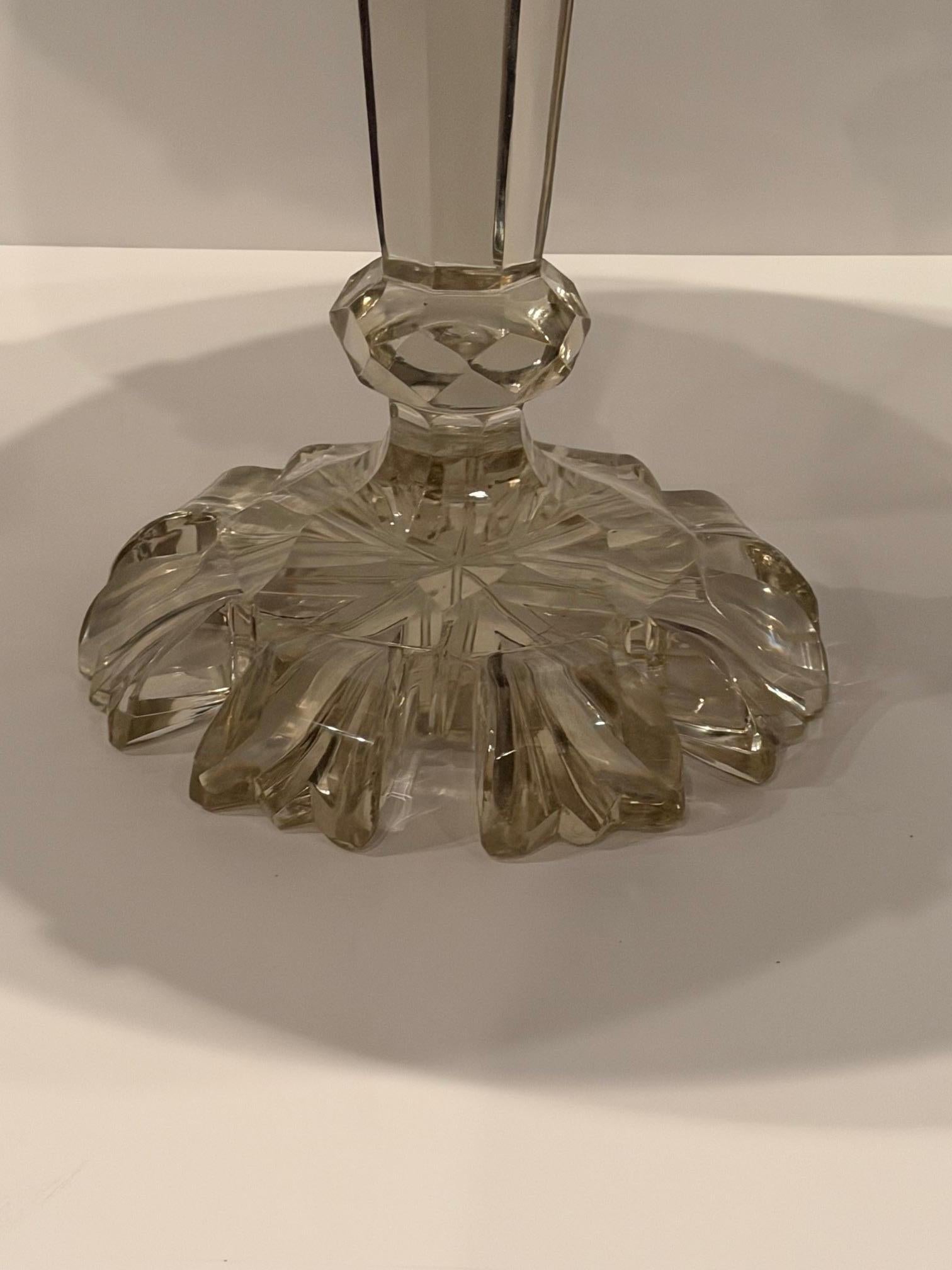 Americano Very Chic Round Cut Crystal Base Side Table in vendita