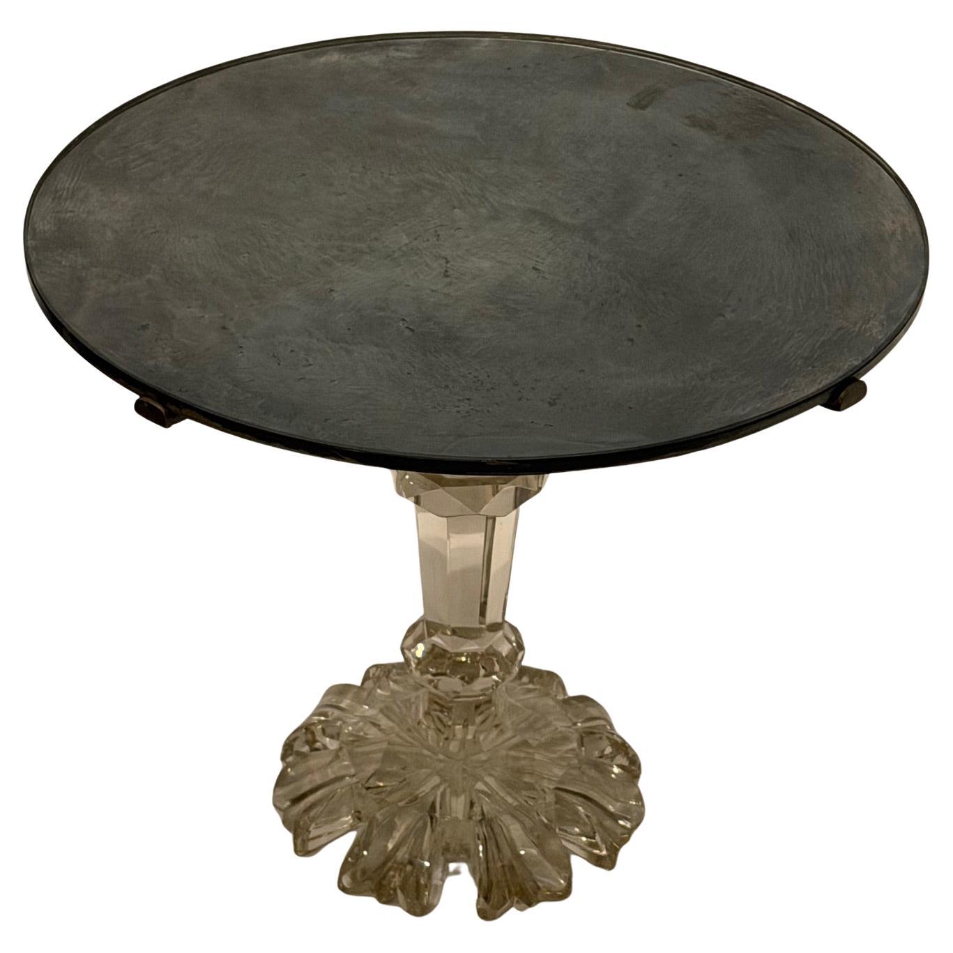 Very Chic Round Cut Crystal Base Side Table