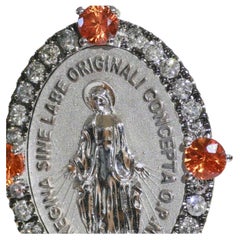 Very Chic Saphire Brilliant Madonna Pendant and Chain Italy bright orange 18 kt