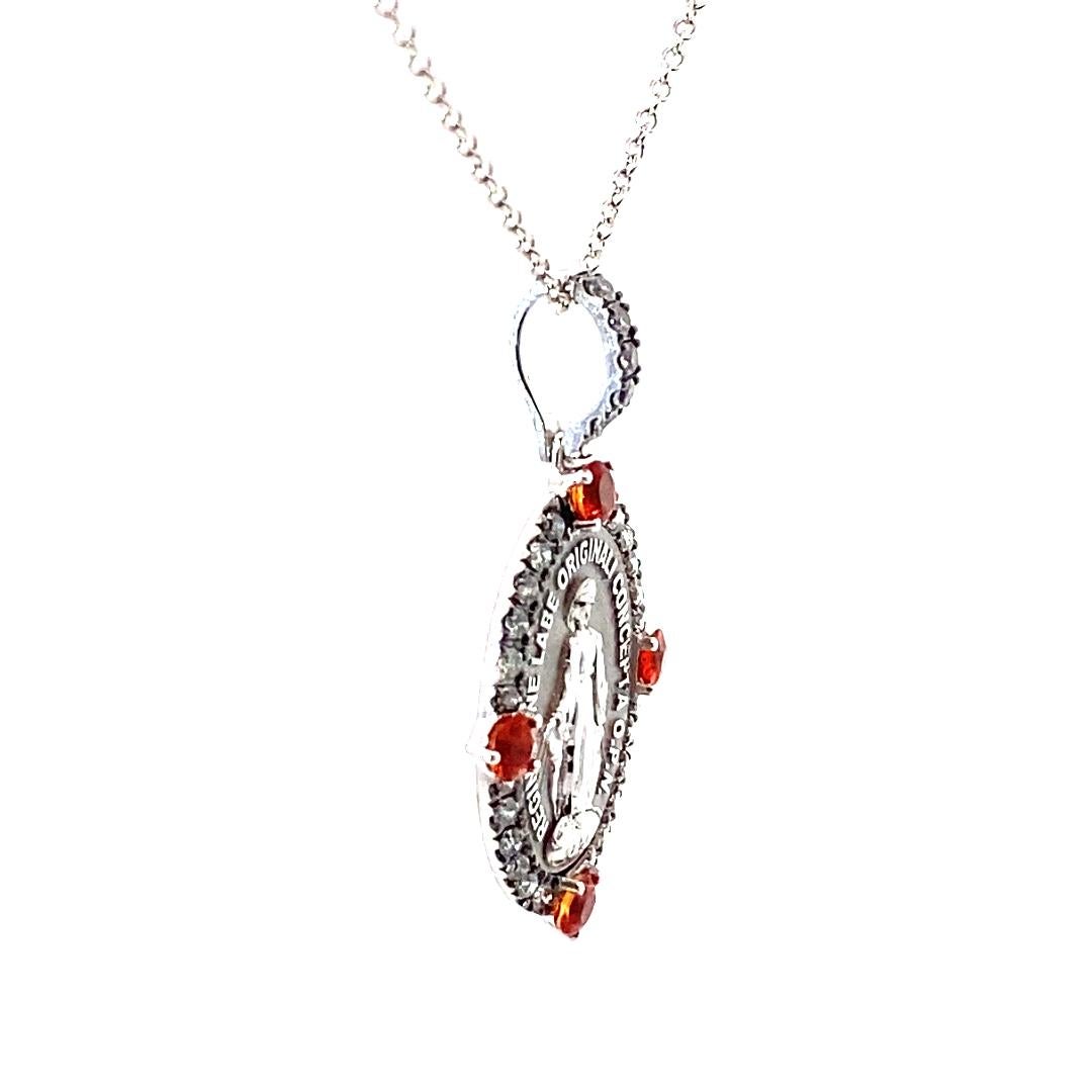 Très Chic Pendentif Saphire Brilliante Madonna et Chaîne Italie orange vif 18 kt en vente 2