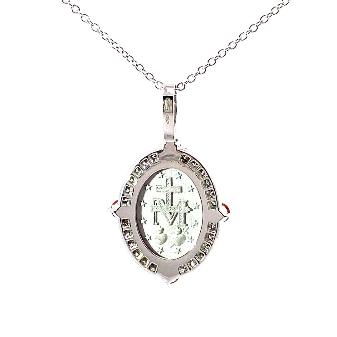 Très Chic Pendentif Saphire Brilliante Madonna et Chaîne Italie orange vif 18 kt en vente 3