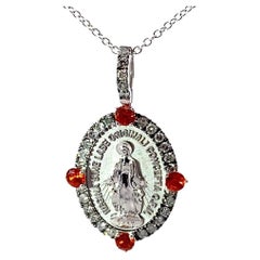 Ciondolo e catena Madonna Brilliante in Saphire molto chic Italia arancio brillante 18 kt