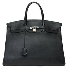 Sac à main très classe Hermes Birkin 40 en cuir de veau Togo noir, SHW