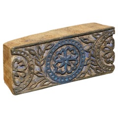 Very Collectable Antique Hand Carved Blue Flower Printing Block for Wallpaper
