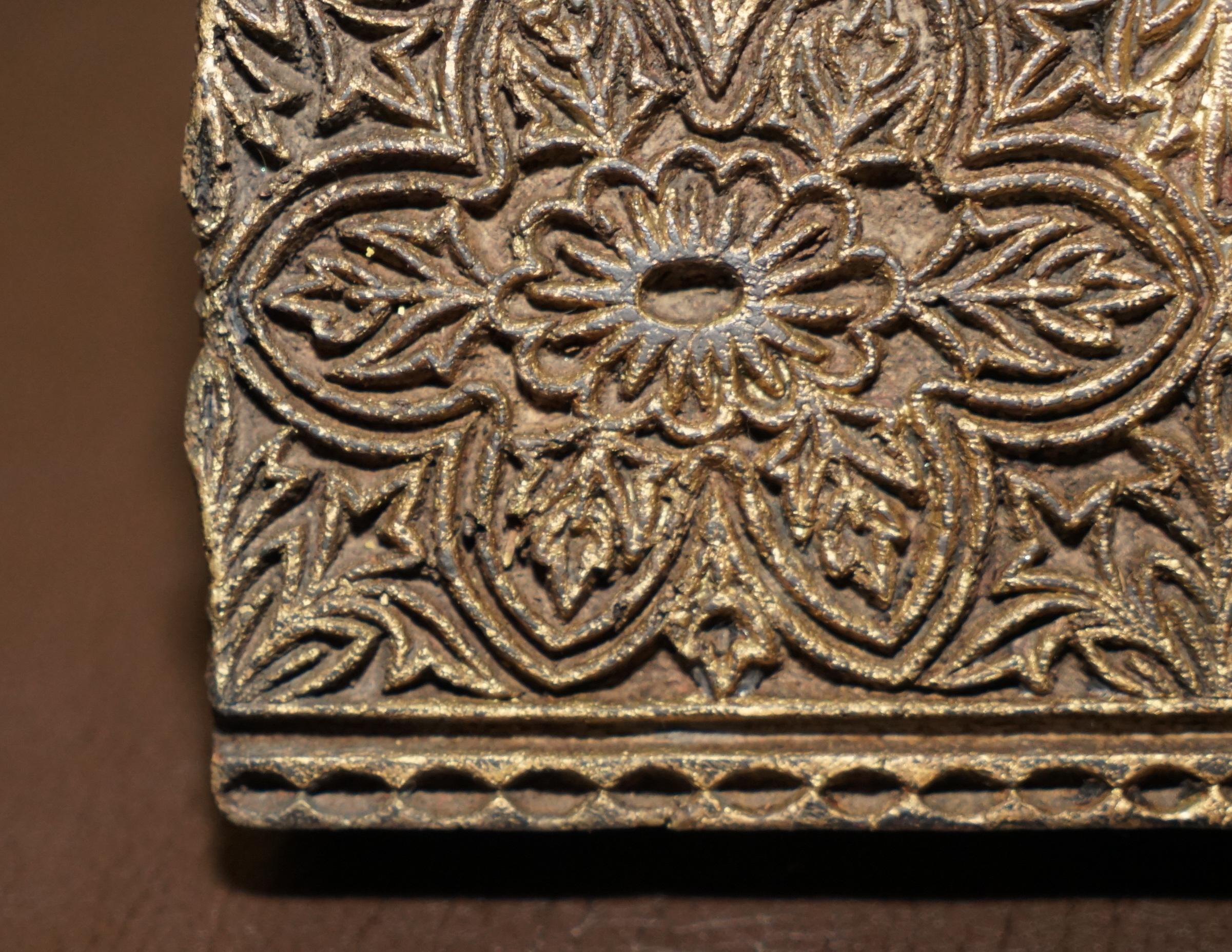 Very Collectable Antique Hand Carved Double Flower Printing Block for Wallpaper For Sale 3