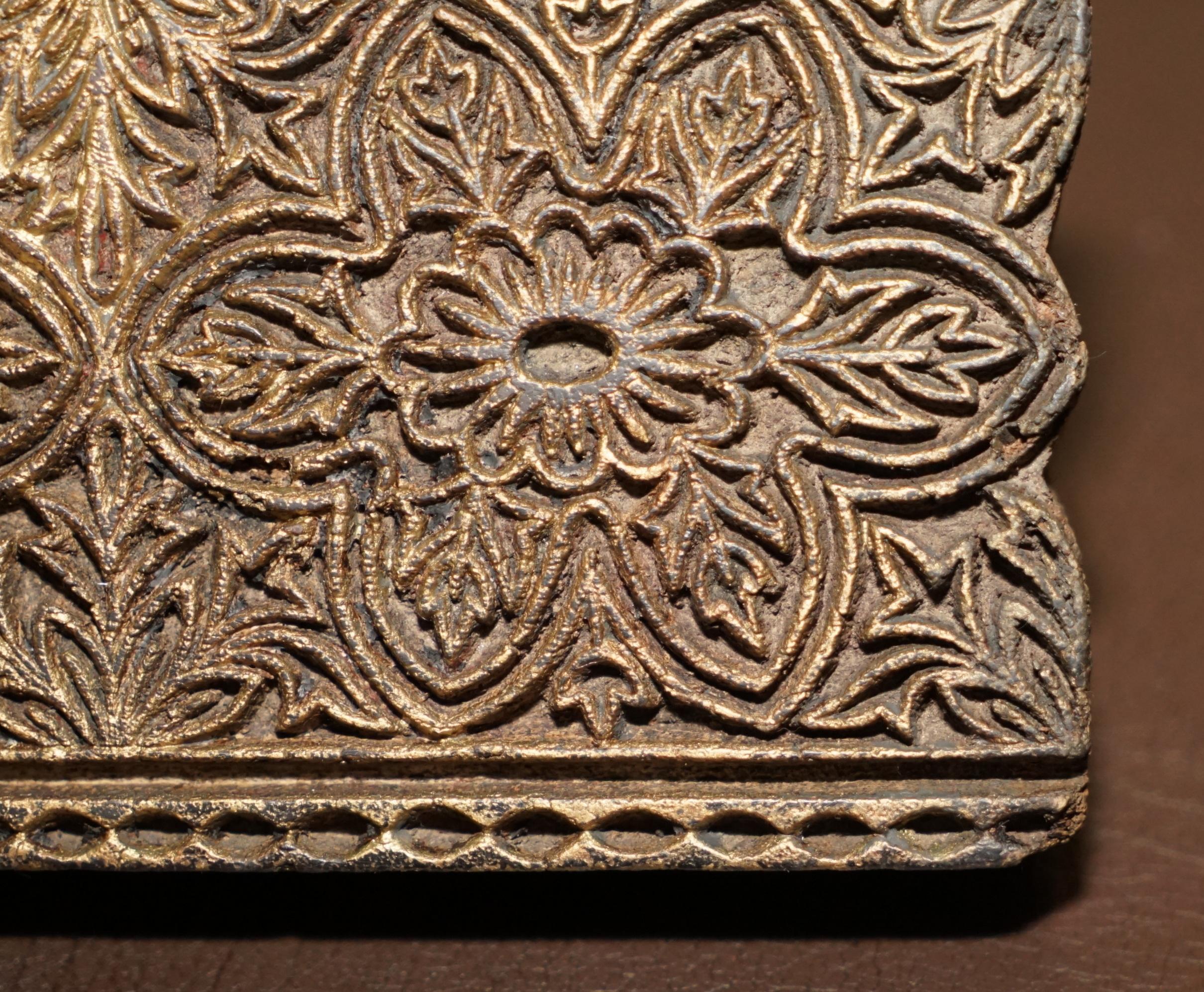 Very Collectable Antique Hand Carved Double Flower Printing Block for Wallpaper For Sale 4