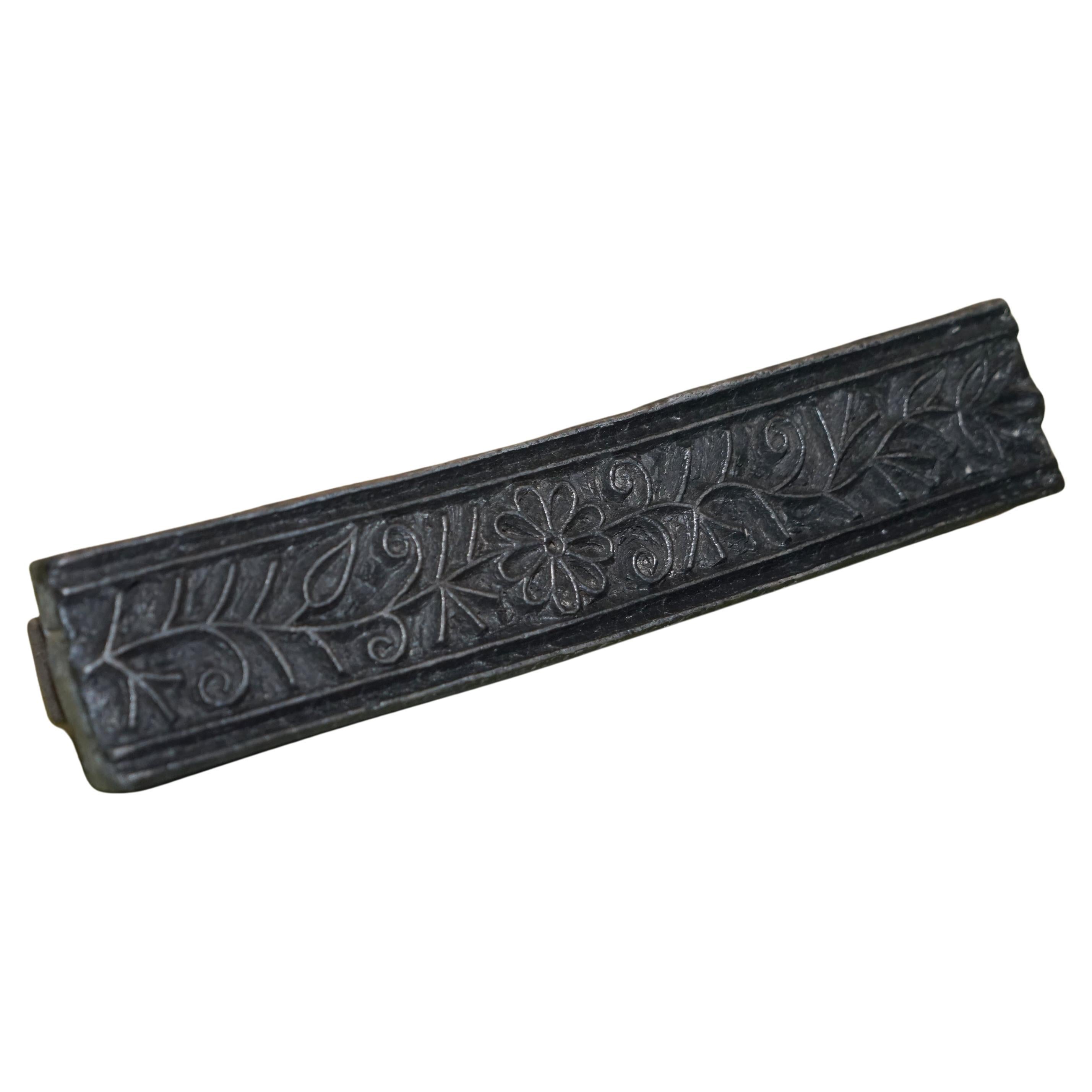 Very Collectable Antique Hand Carved Floral Boarder Printing Block for Wallpaper For Sale