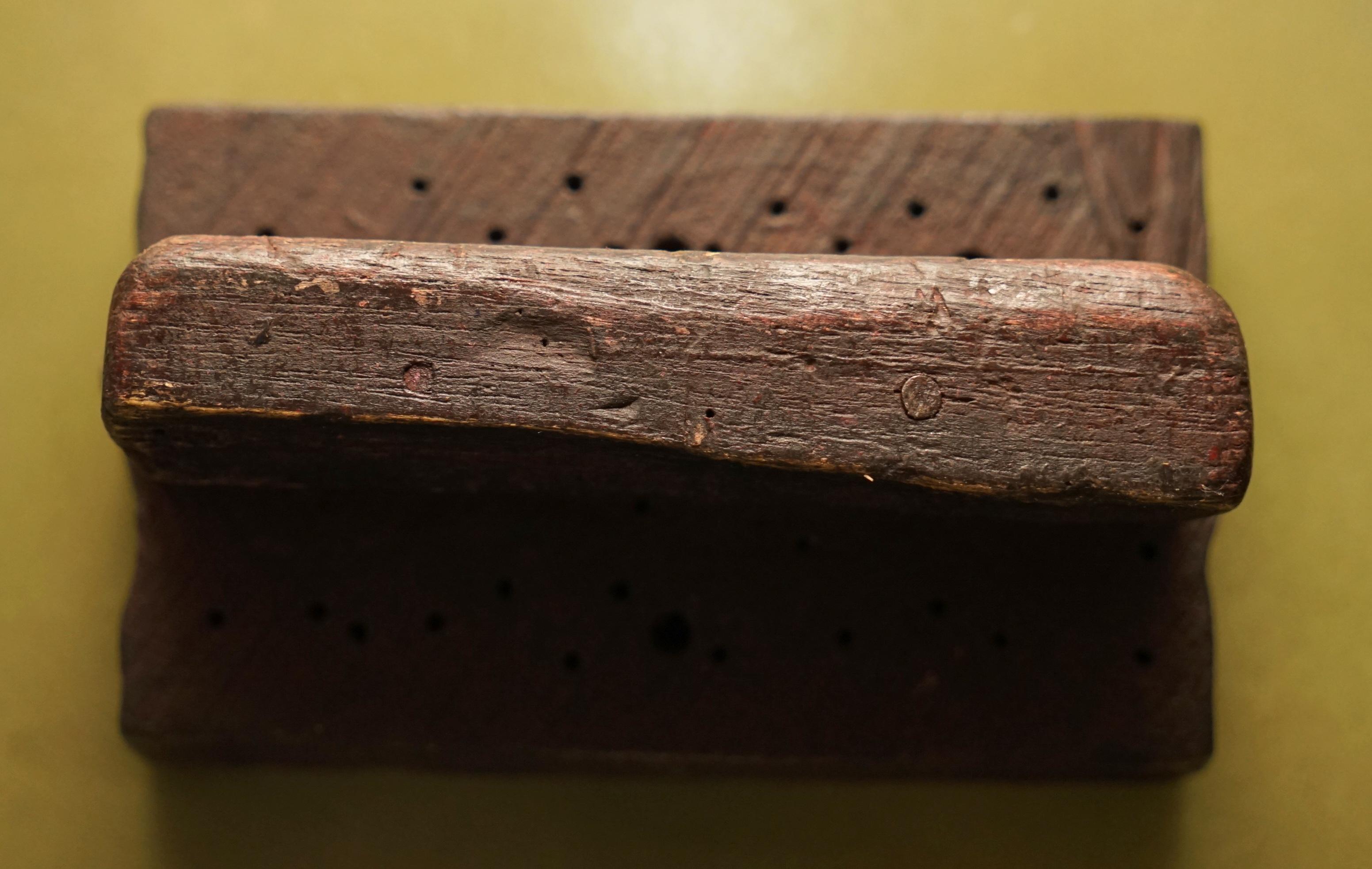Bloque de impresión de hojas florales antiguo tallado a mano muy coleccionable para papel pintado en venta 3