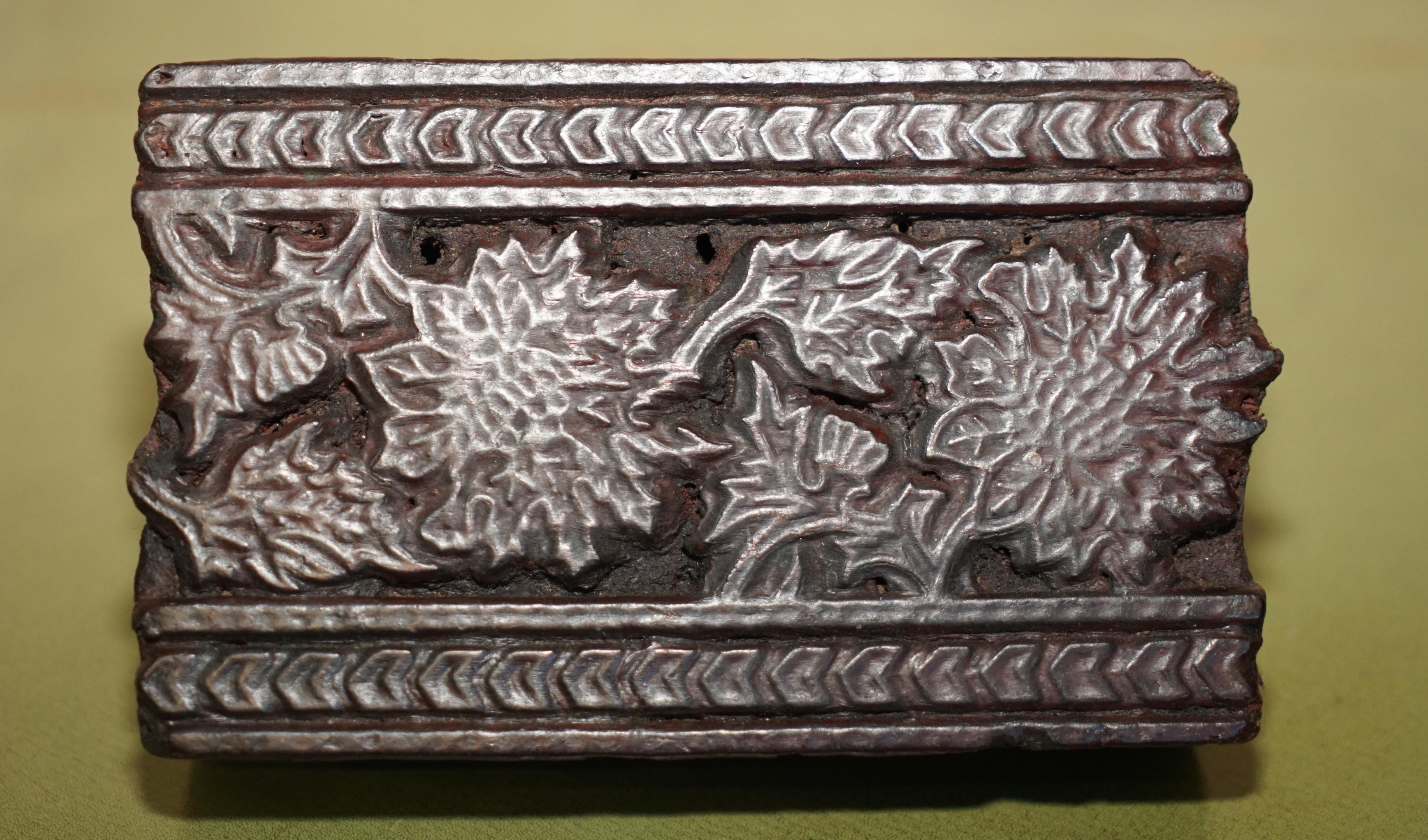 European Very Collectable Antique Hand Carved Floral Leaf Printing Block for Wallpaper For Sale