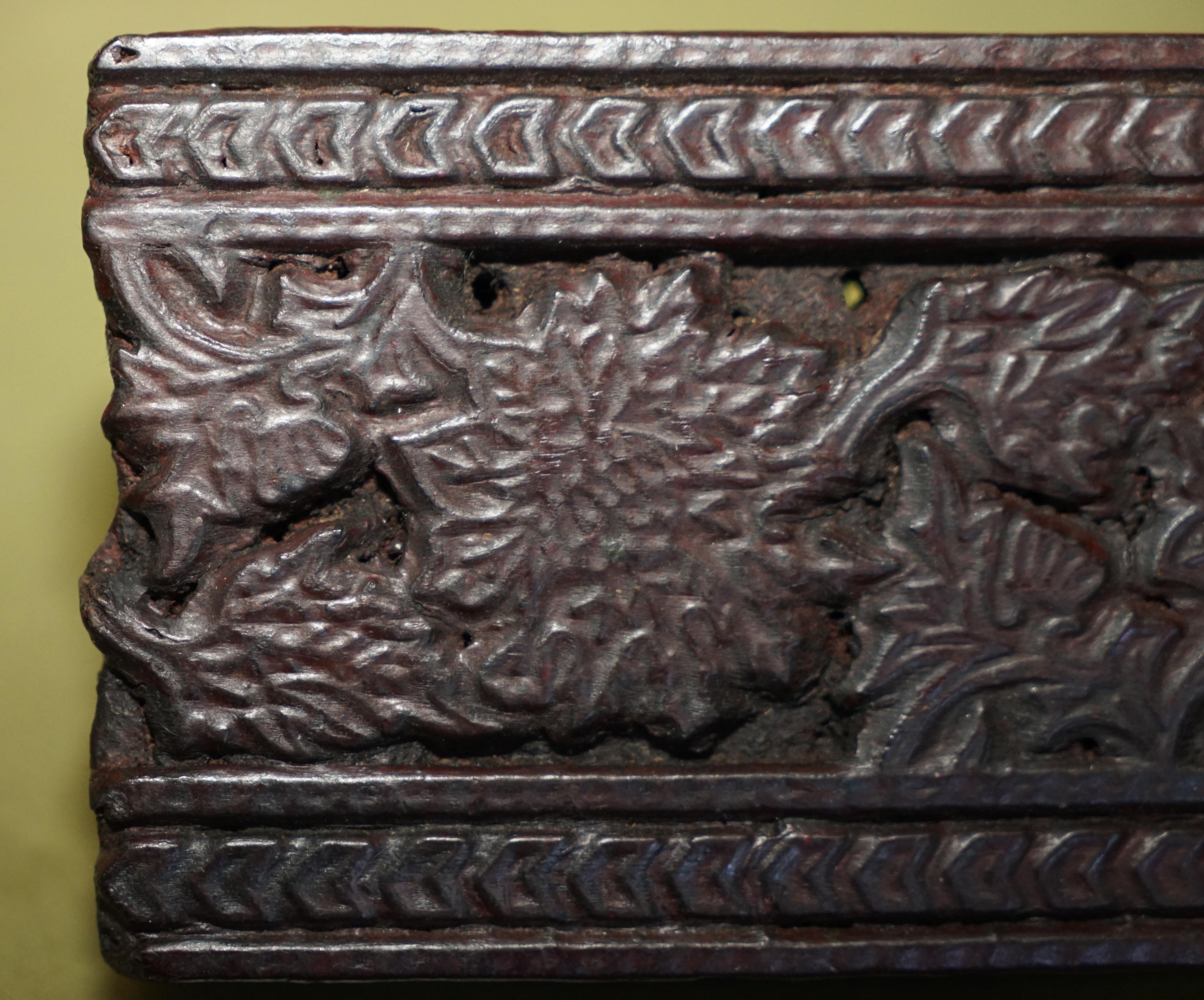Very Collectable Antique Hand Carved Floral Leaf Printing Block for Wallpaper For Sale 1