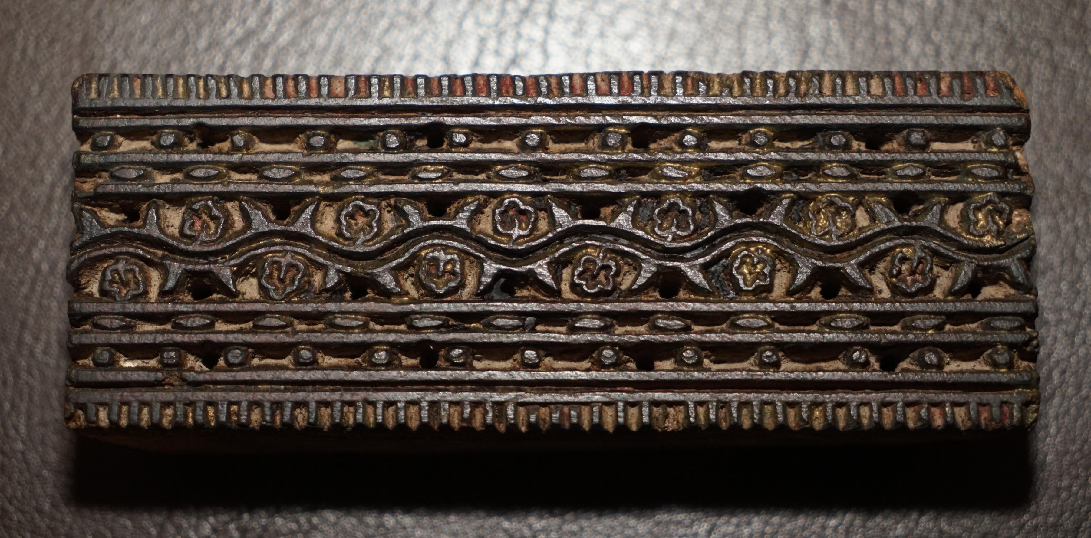 Very Collectable Antique Hand Carved Twelve Flower Printing Block for Wallpaper For Sale 3