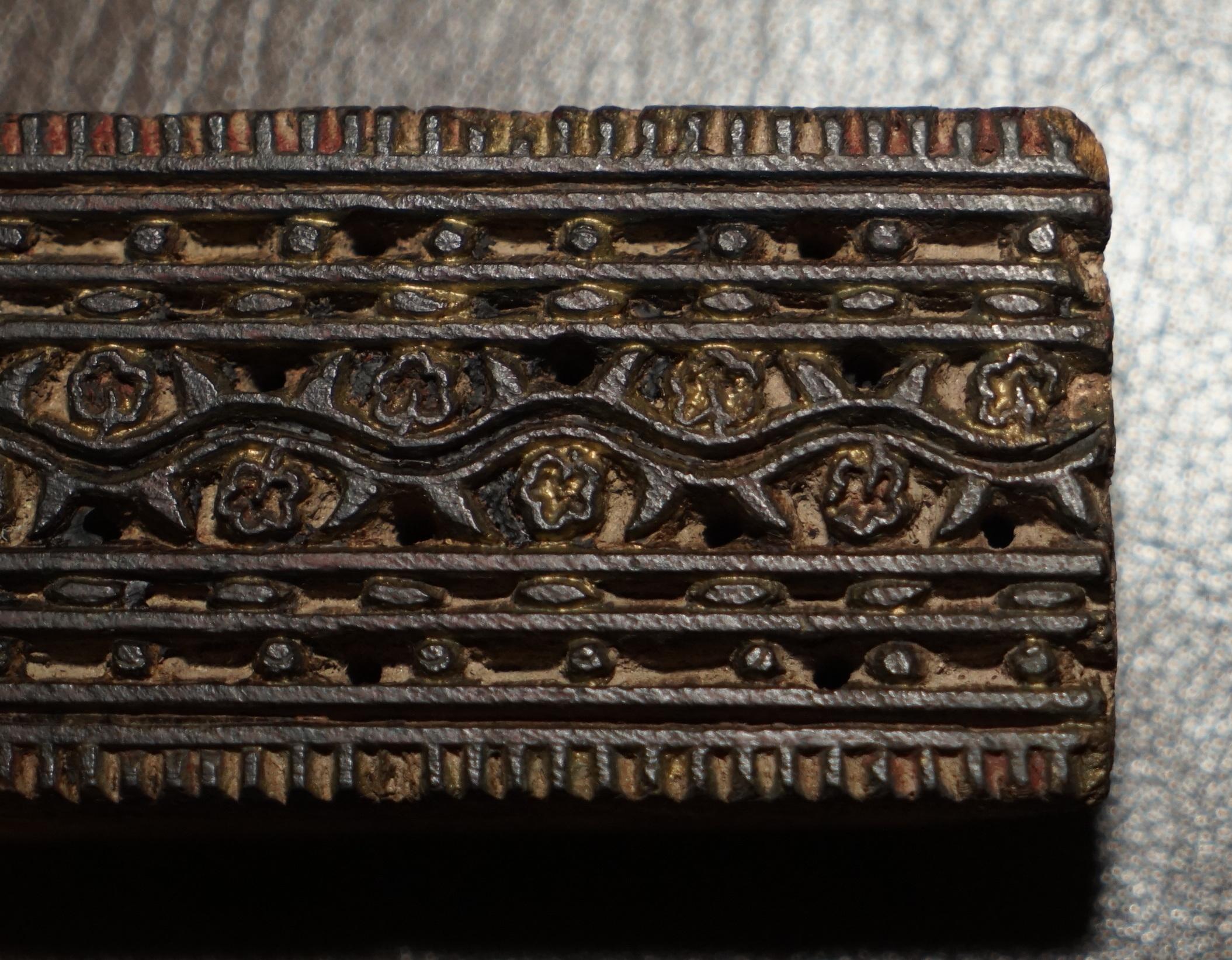 Very Collectable Antique Hand Carved Twelve Flower Printing Block for Wallpaper For Sale 4