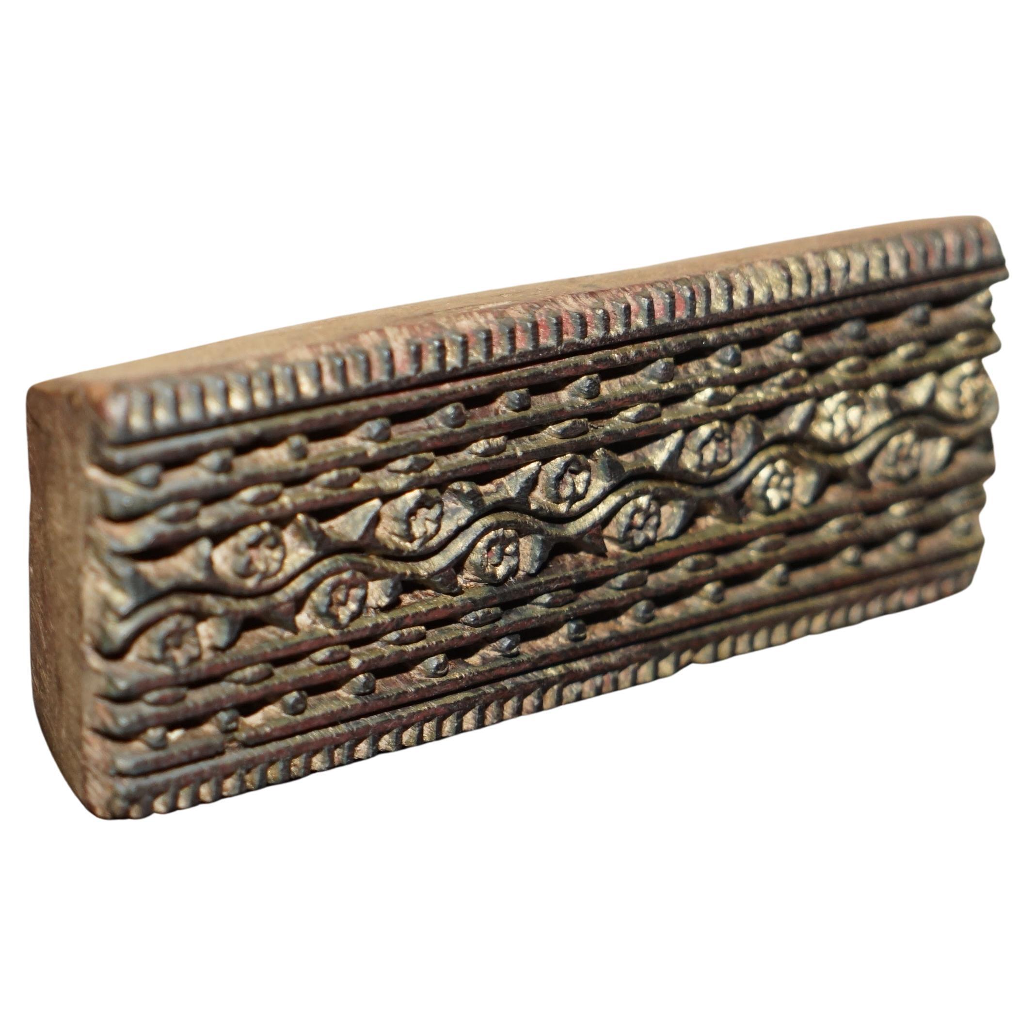 Very Collectable Antique Hand Carved Twelve Flower Printing Block for Wallpaper For Sale