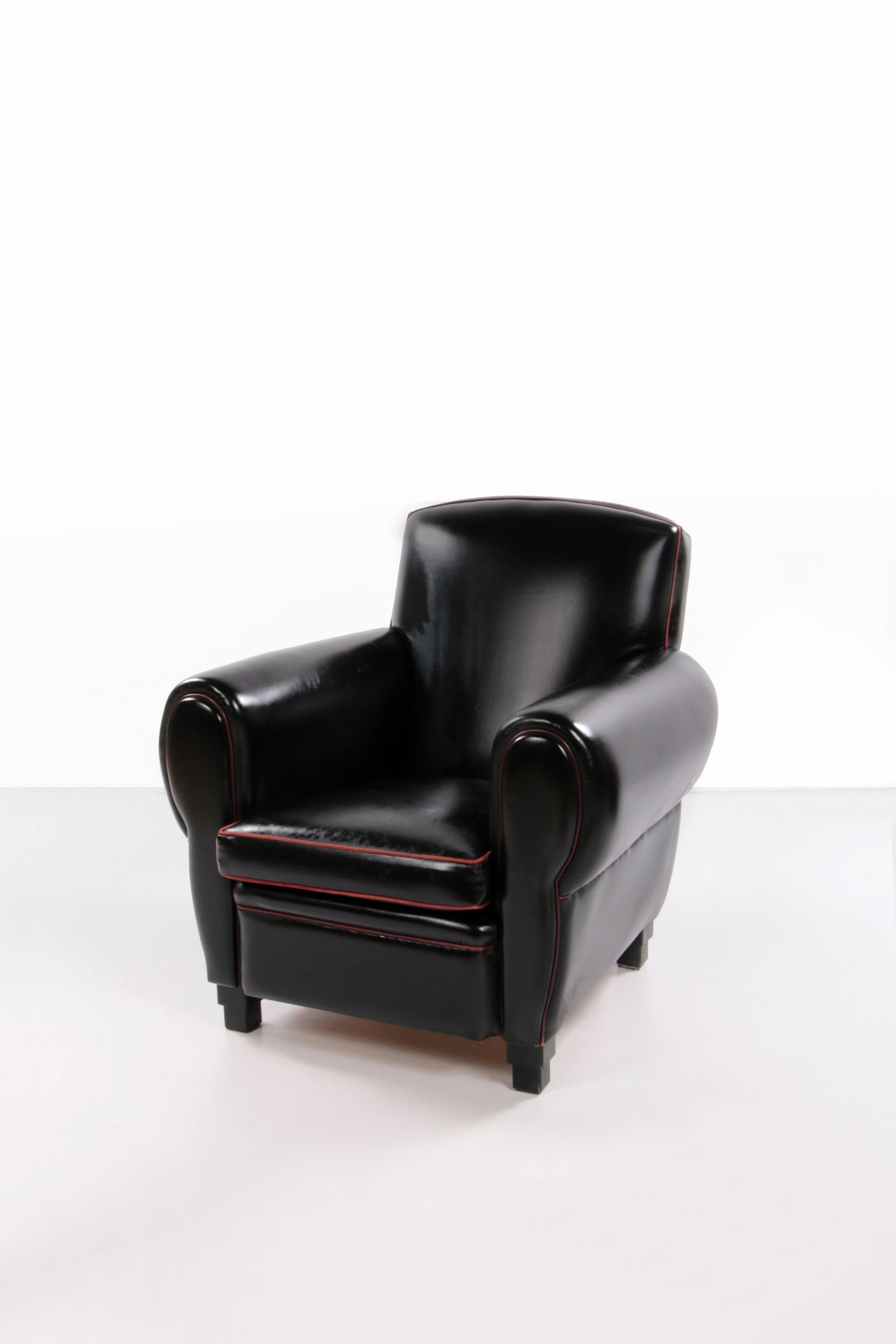 Mid-Century Modern Fauteuil en cuir très confortable et magnifique de la collection LA Lounge Atelier en vente