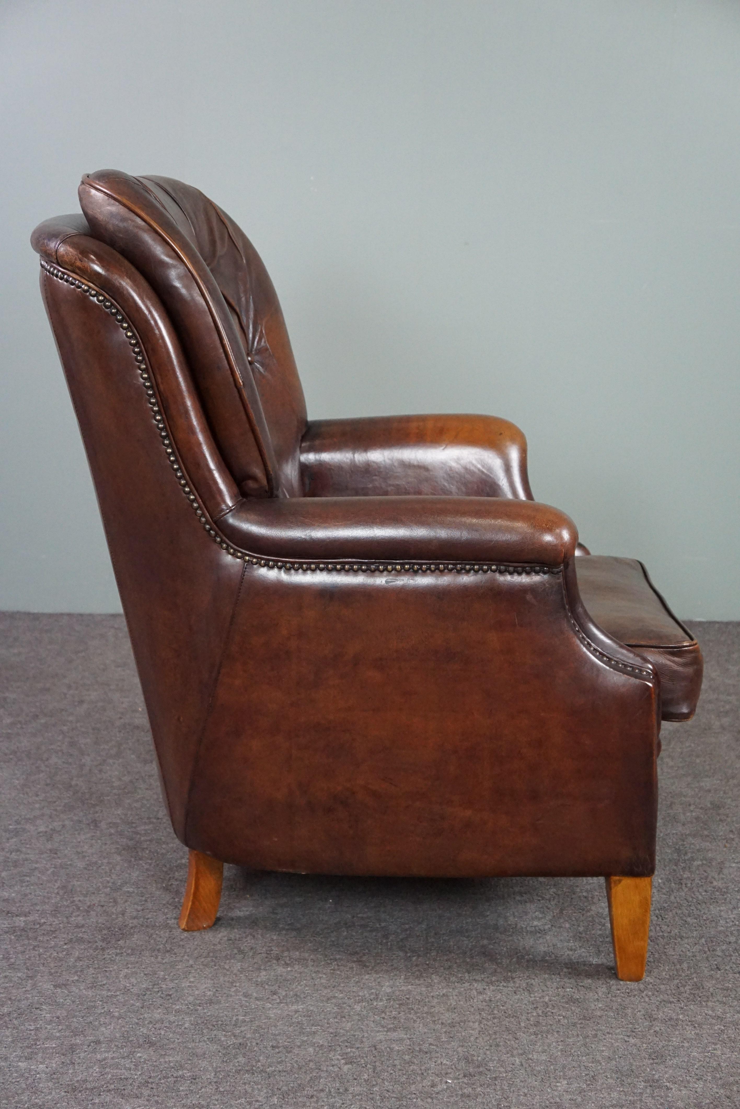 Dutch Very comfortable and beautifully colored sheep leather armchair For Sale