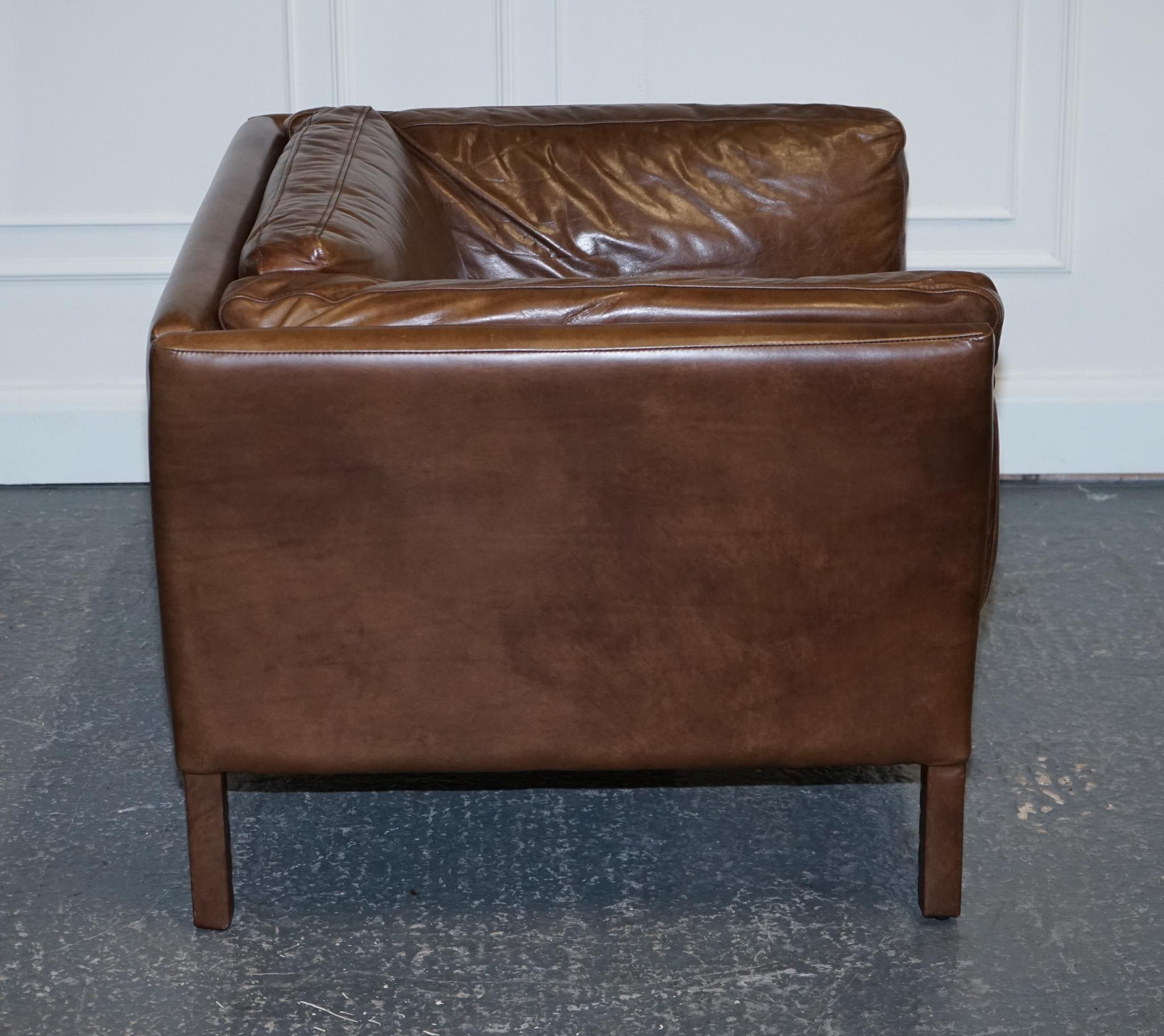 Very Comfortable & Buttery Soft Halo Groucho Brown Leather Compact Armchair 4