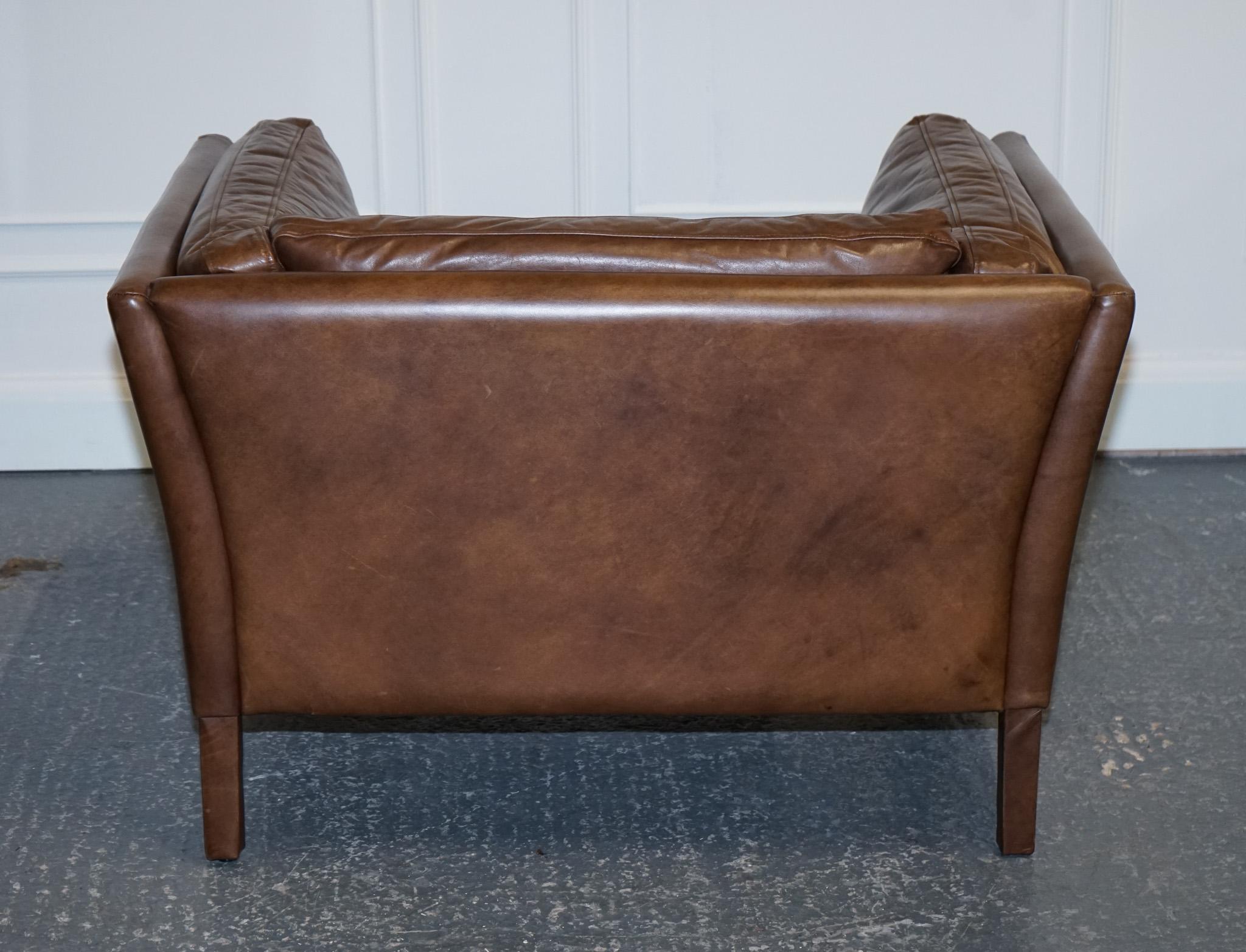 Very Comfortable & Buttery Soft Halo Groucho Brown Leather Compact Armchair 5