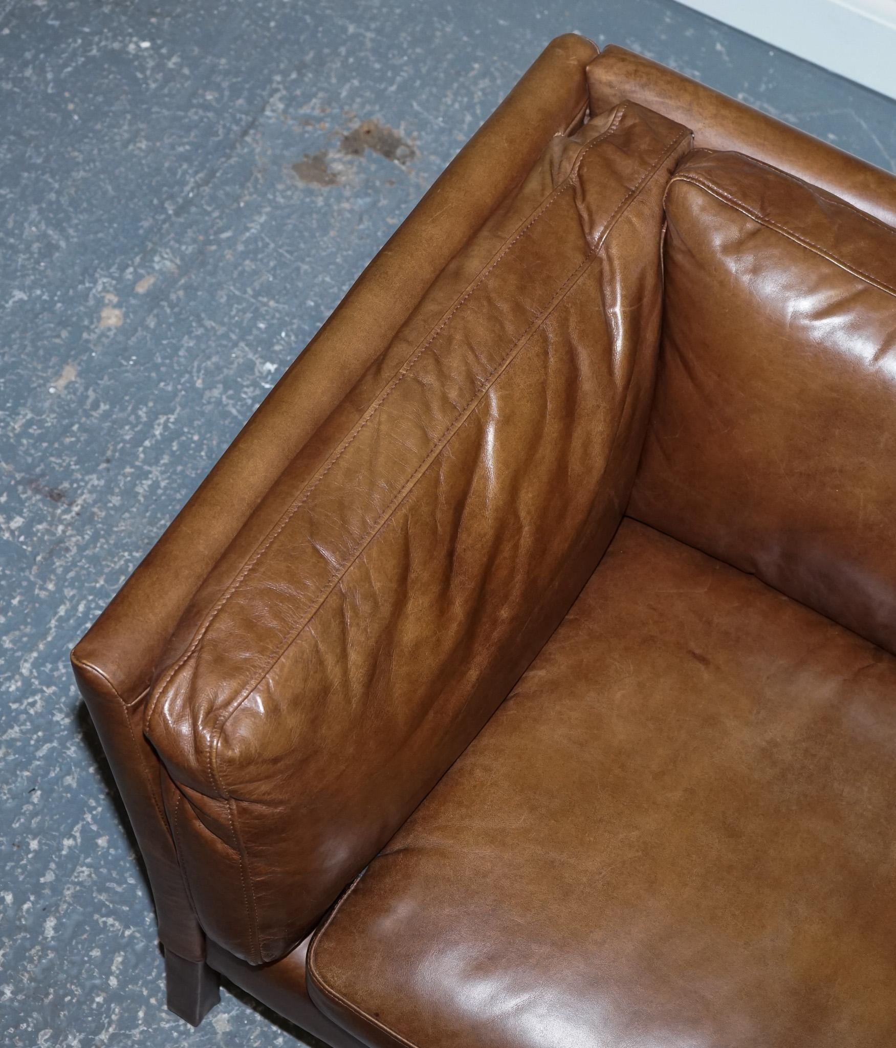 20th Century Very Comfortable & Buttery Soft Halo Groucho Brown Leather Compact Armchair