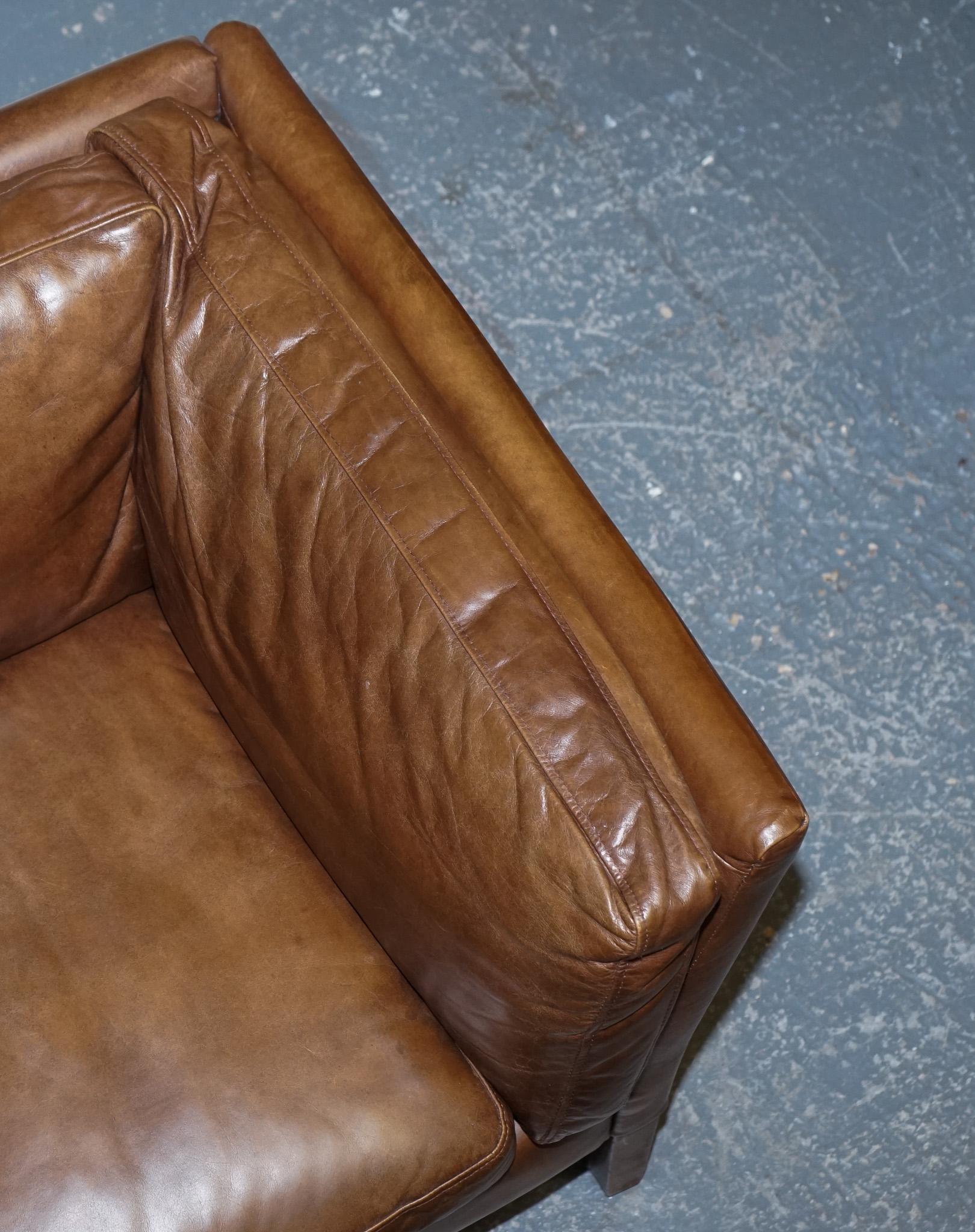 Very Comfortable & Buttery Soft Halo Groucho Brown Leather Compact Armchair 1