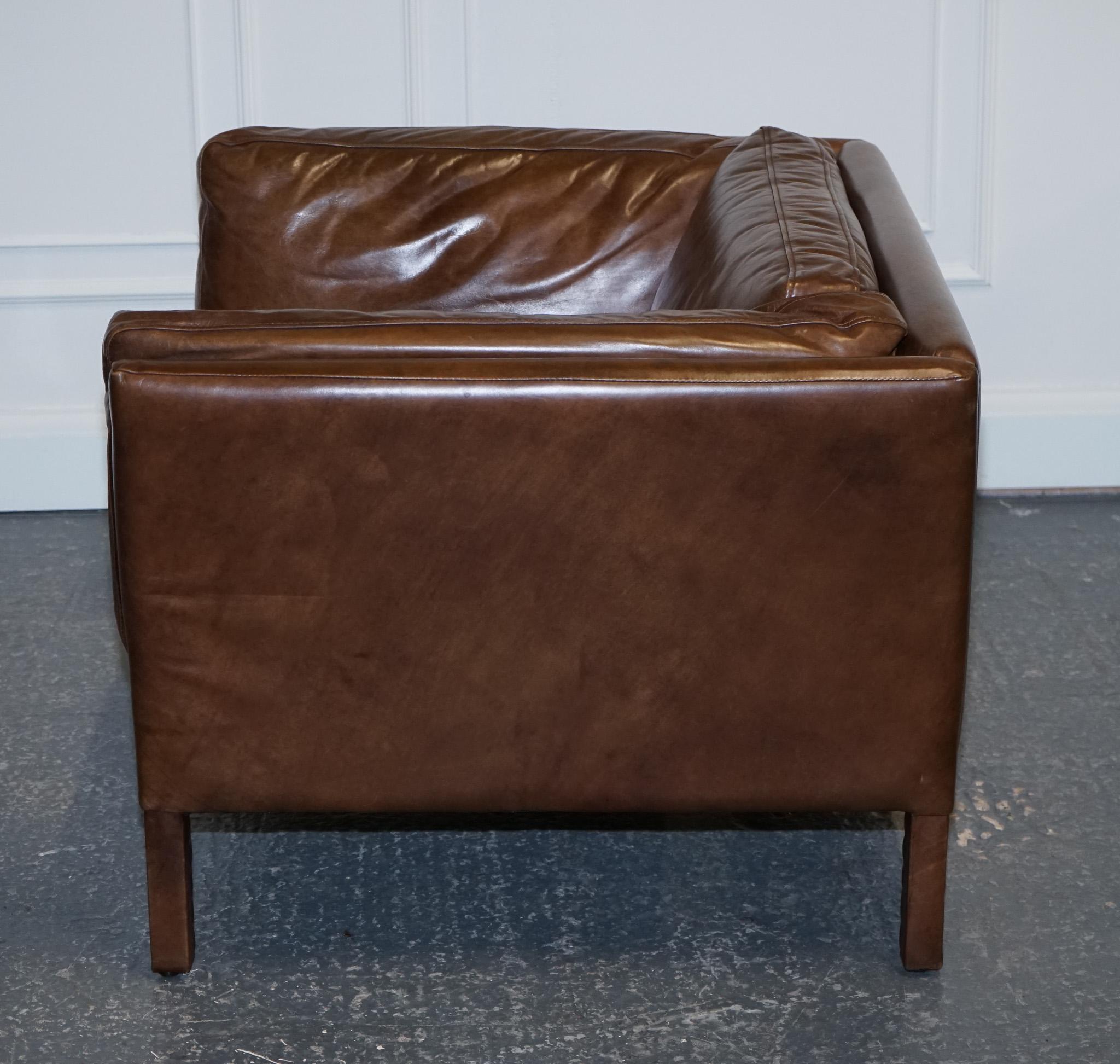 Very Comfortable & Buttery Soft Halo Groucho Brown Leather Compact Armchair 3