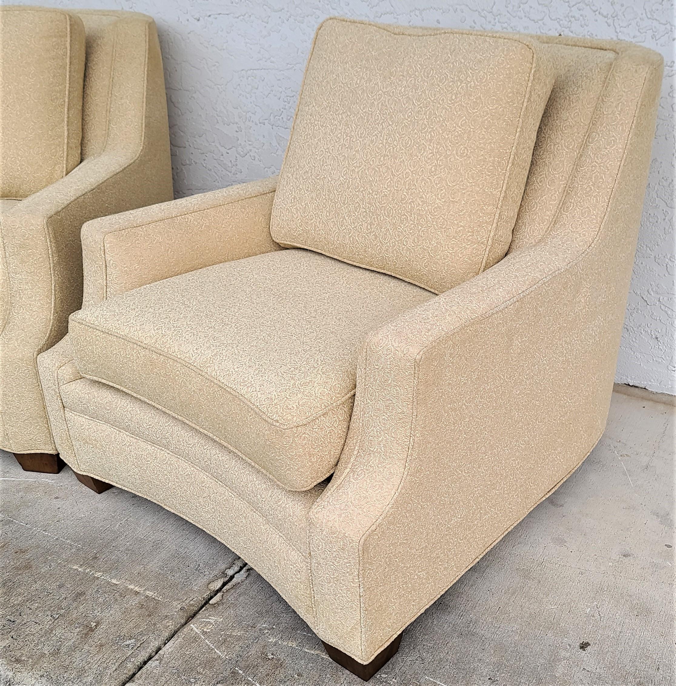 Mid-Century Modern Oversized Beige Lounge Chairs by Century Furniture Co - A Pair For Sale