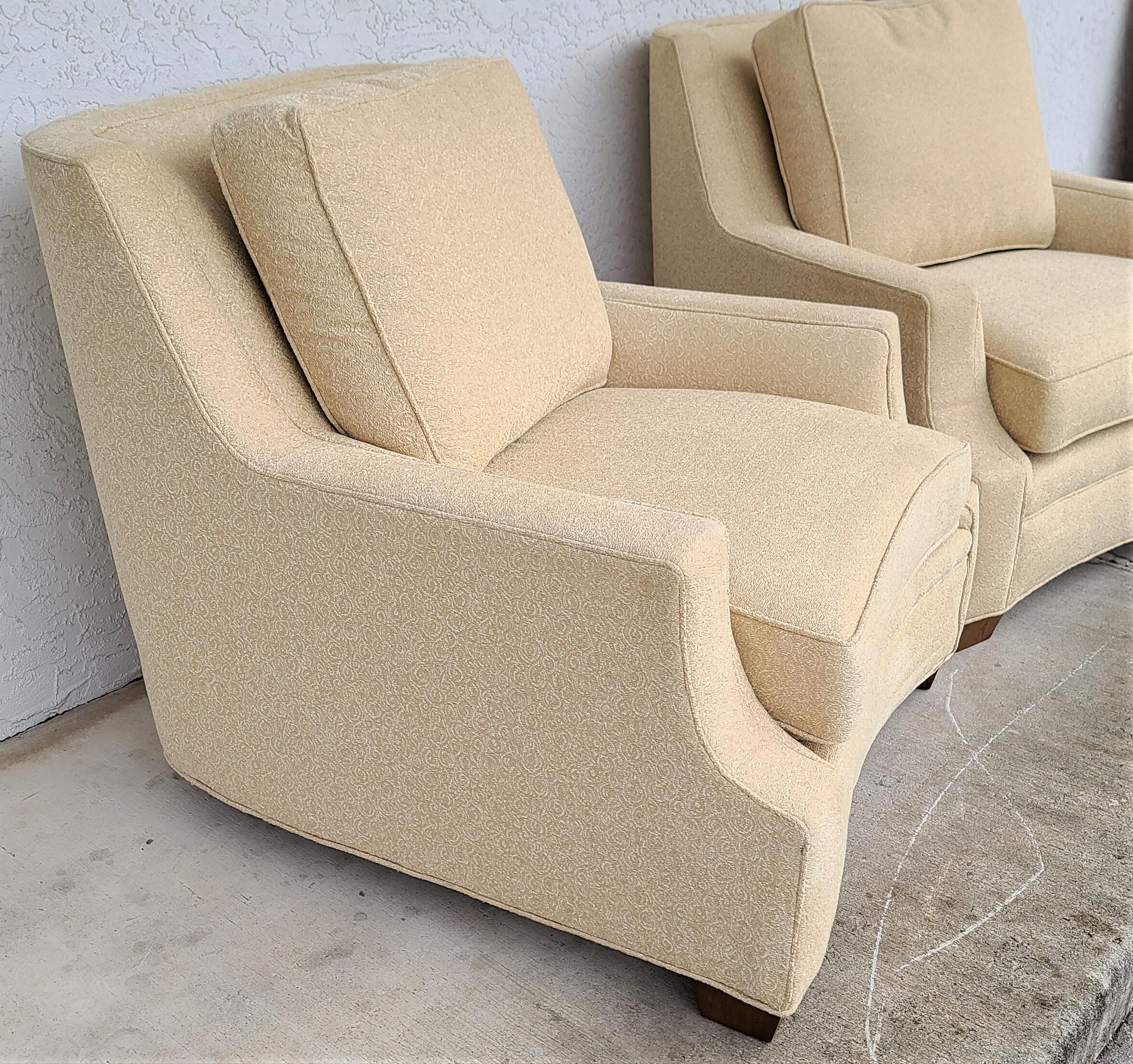American Oversized Beige Lounge Chairs by Century Furniture Co - A Pair For Sale