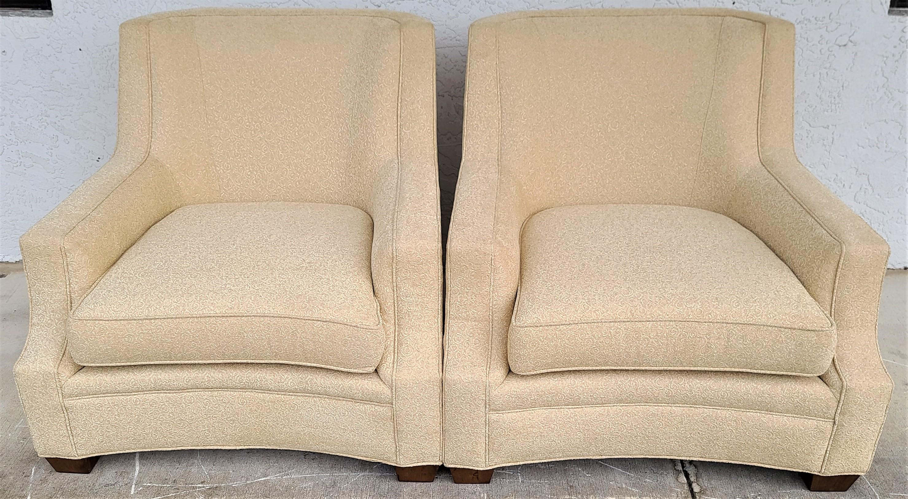 Oversized Beige Lounge Chairs by Century Furniture Co - A Pair In Good Condition For Sale In Lake Worth, FL