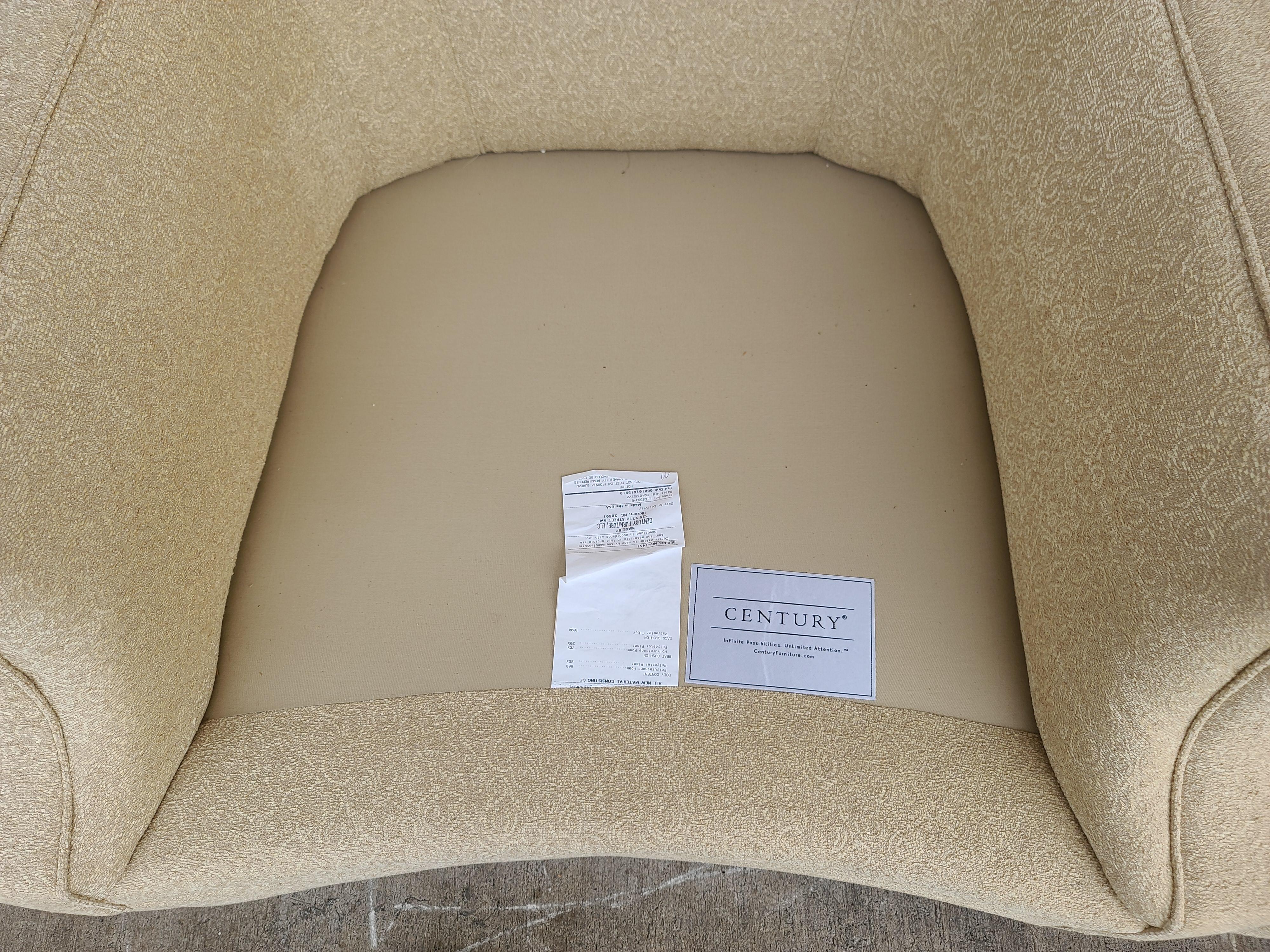 Late 20th Century Oversized Beige Lounge Chairs by Century Furniture Co - A Pair For Sale