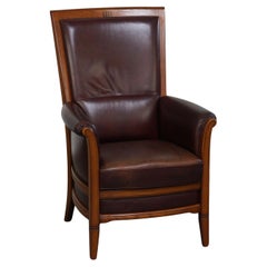 Very comfortable classic cowhide armchair with a high back, Art Deco style