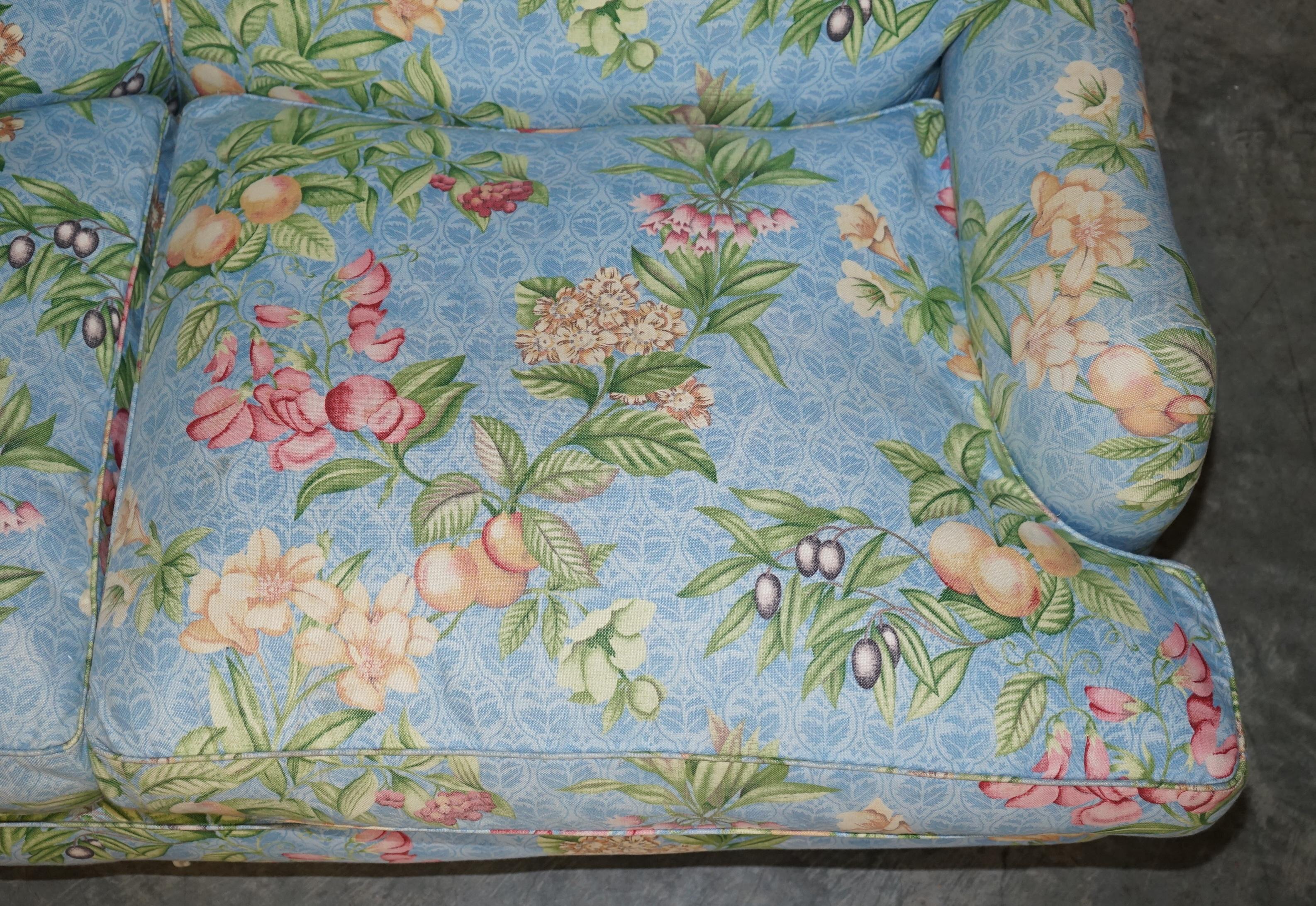 20th Century Very Comfortable Feather Filled Back & Base Floral Linen Upholstered Howard Sofa