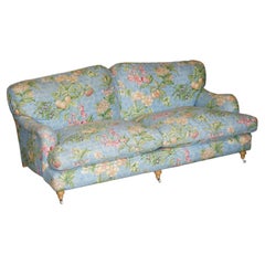 Very Comfortable Feather Filled Back & Base Floral Linen Upholstered Howard Sofa