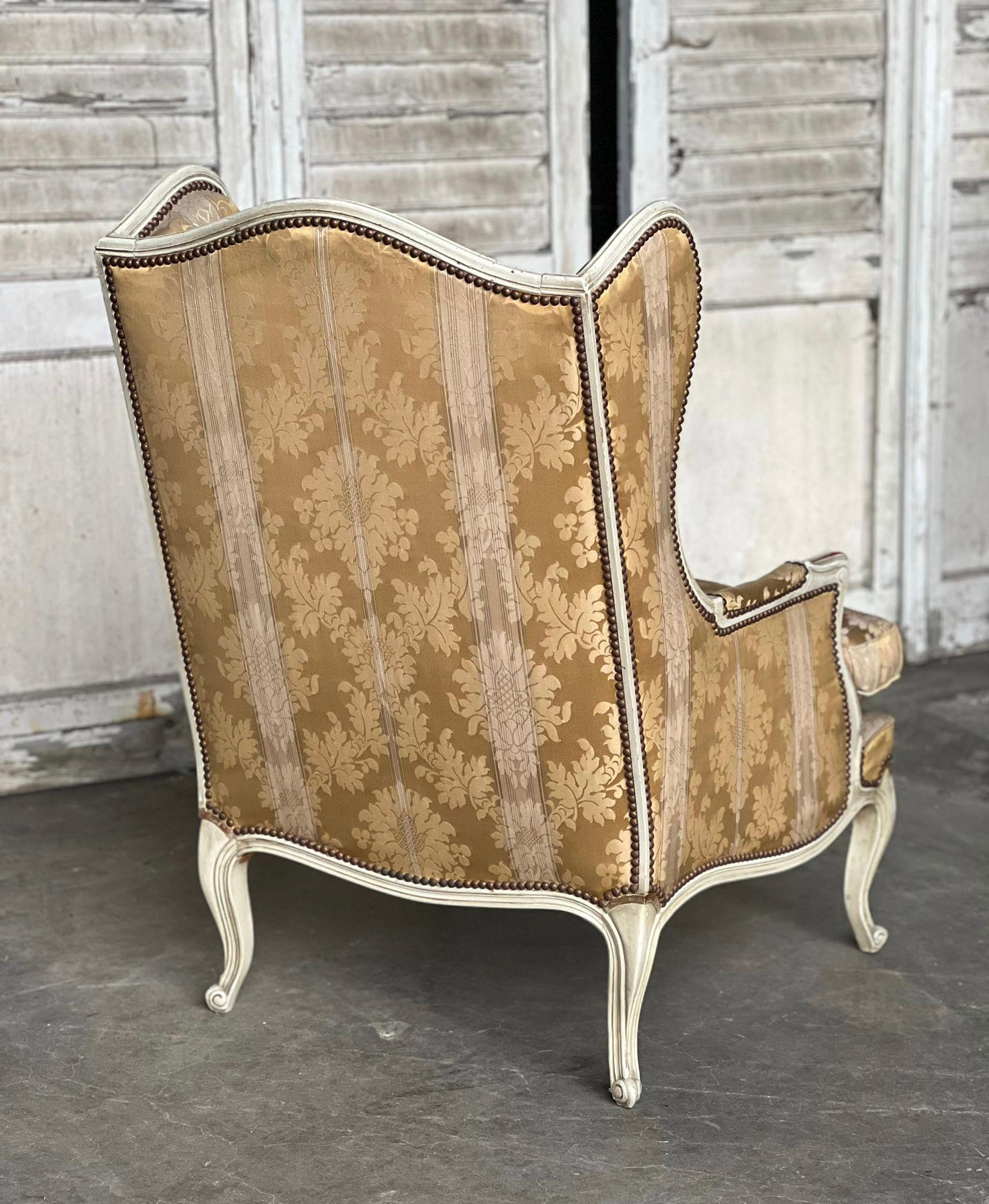 Very Comfortable French Wing Bergere Armchair For Sale 5