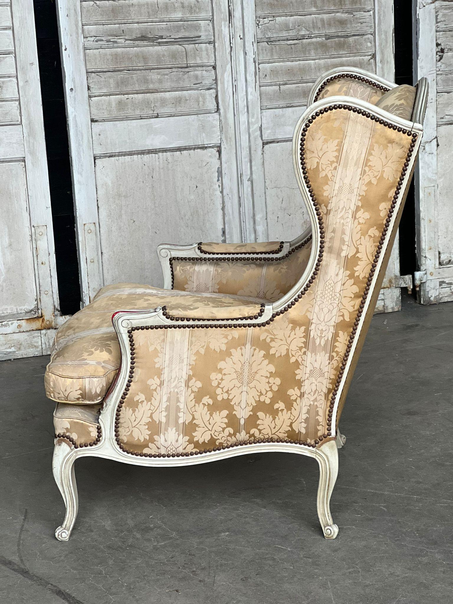 Very Comfortable French Wing Bergere Armchair For Sale 6