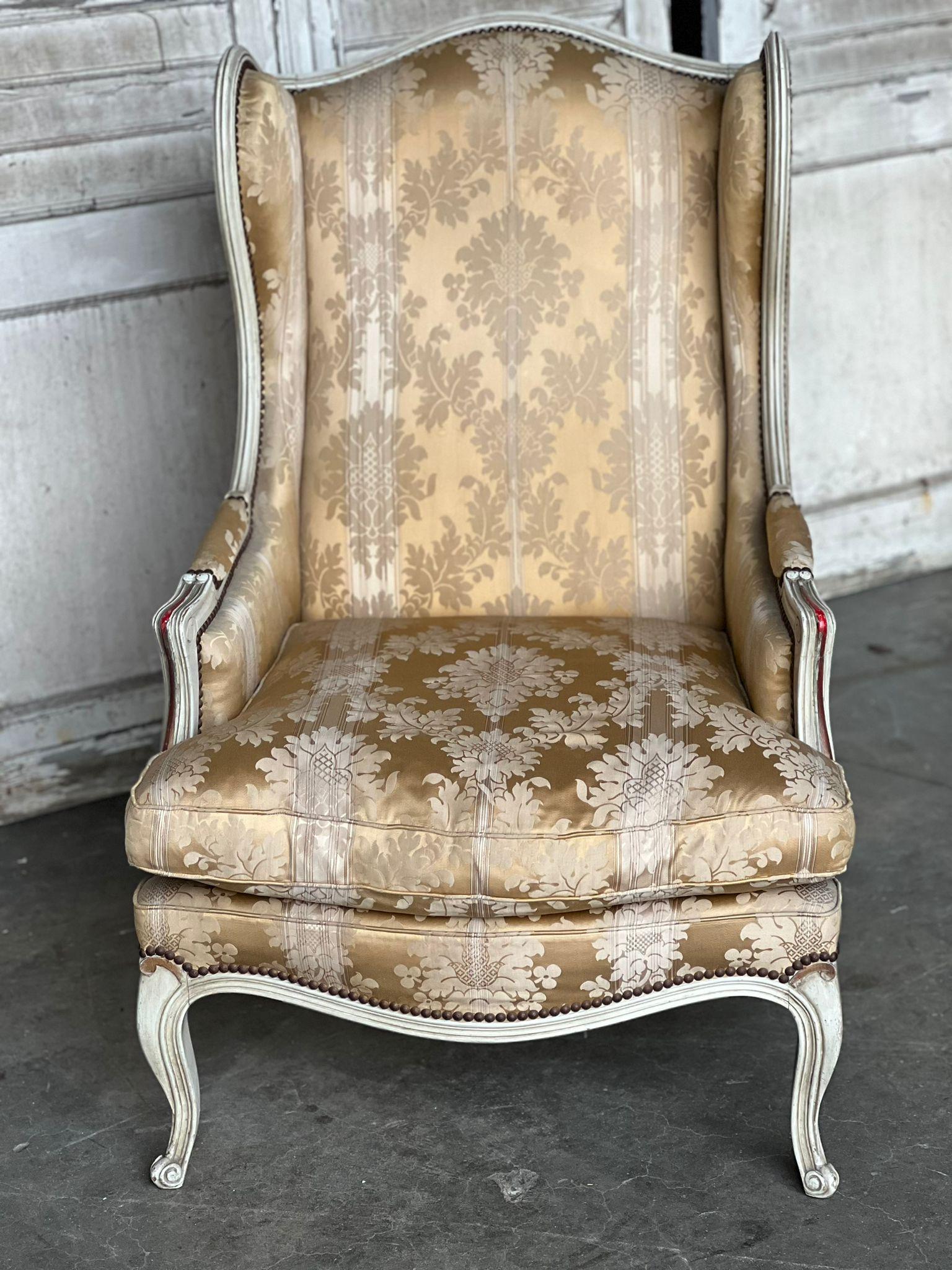 Very Comfortable French Wing Bergere Armchair For Sale 2