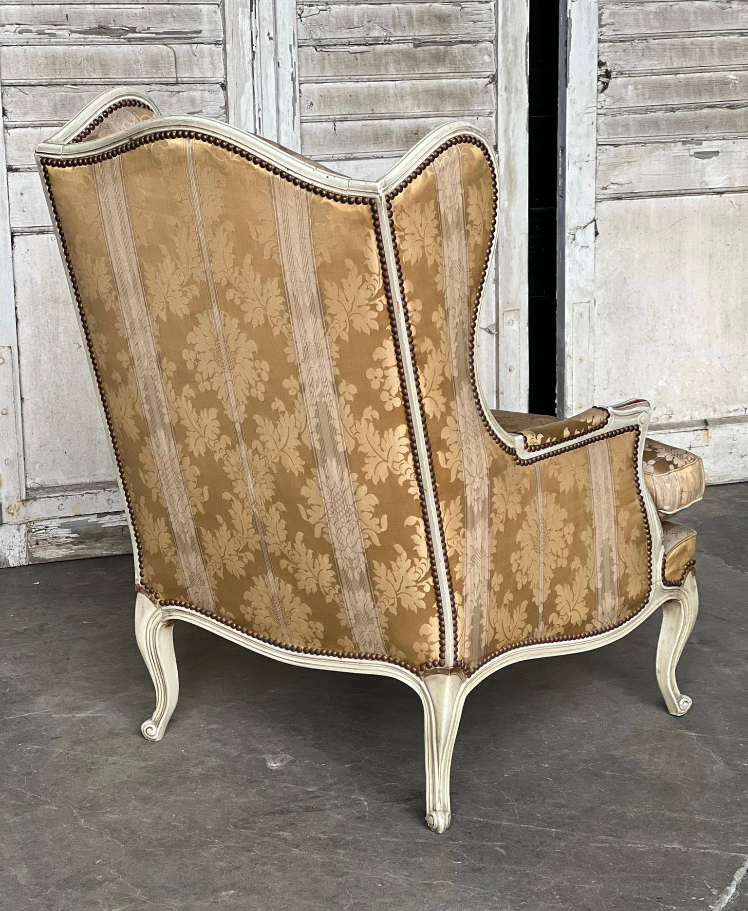 Very Comfortable French Wing Bergere Armchair For Sale 4