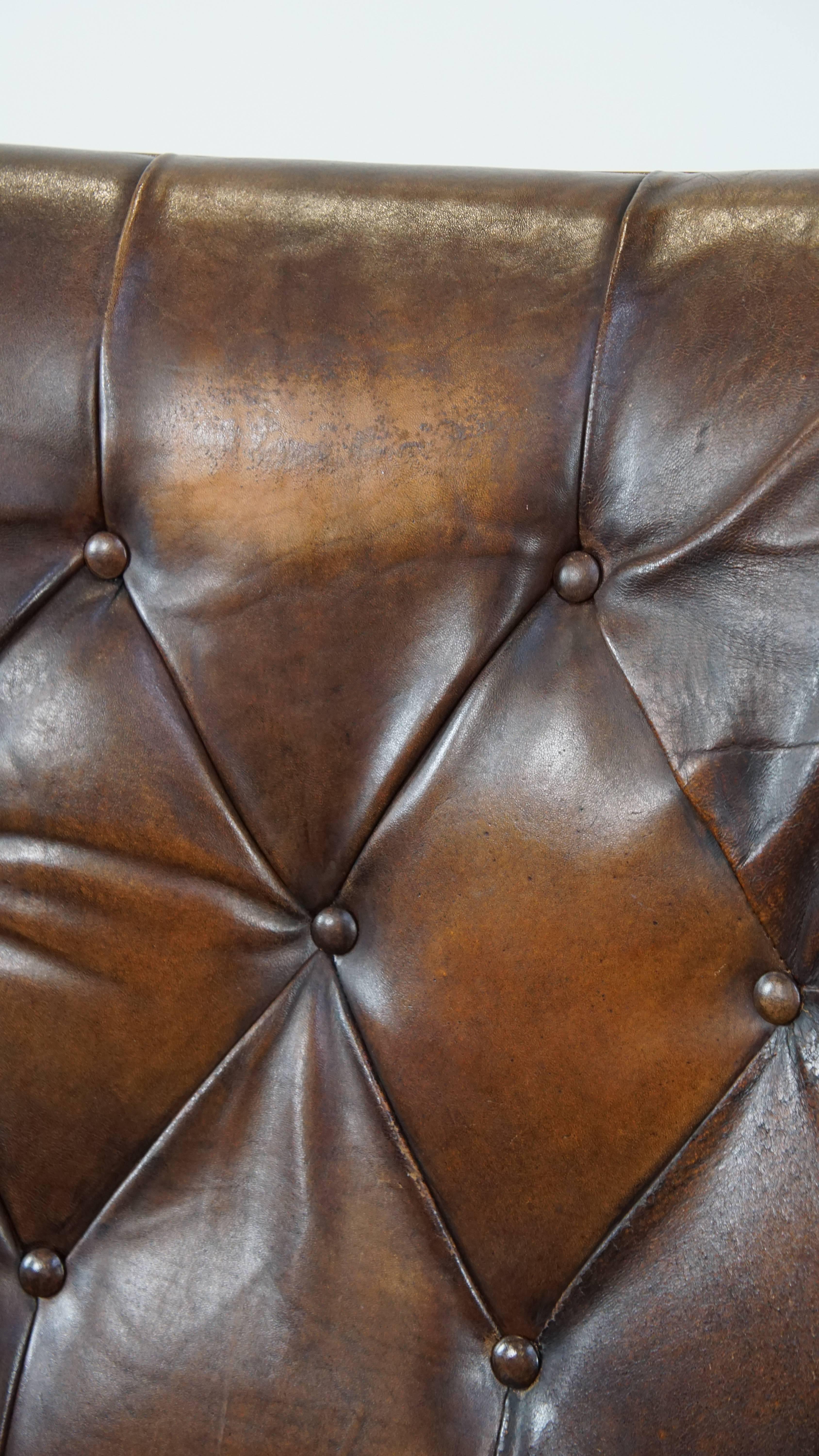 Very Comfortable Sheepskin Leather Armchair in a Beautiful Dark Warm Color For Sale 3
