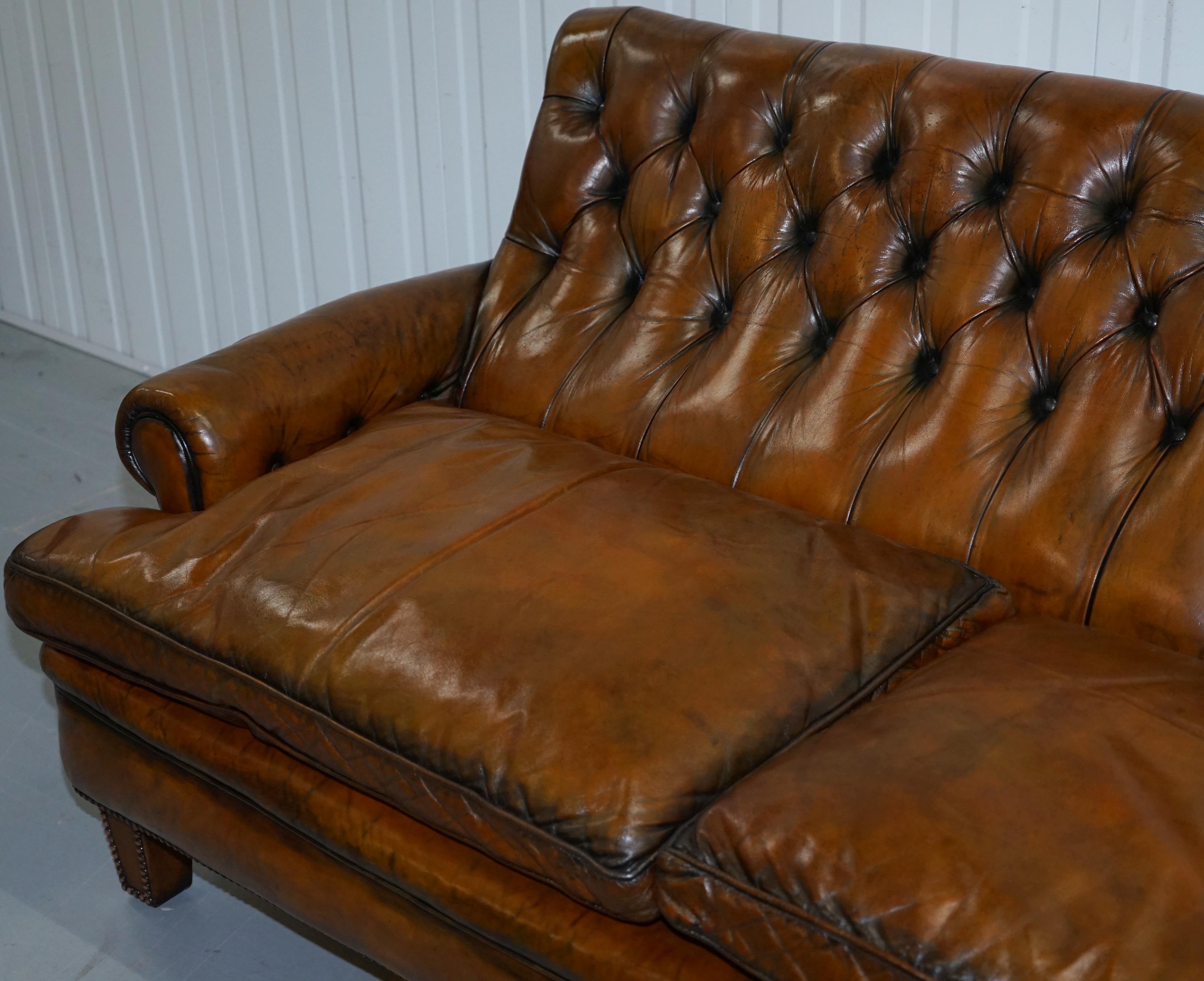 aged leather sofa