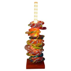 Very cool pop art Post Modern table lamp with colorful Resin Pretzels sculpture