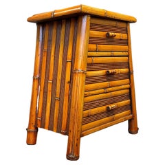 Very Cool & Practical Midcentury Modern Bamboo Chest of Drawers / Small Cabinet