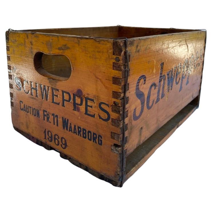 Very Cool Wooden Schweppes Crate 1969 Belgium For Sale