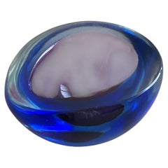 Very cute Drop-Shaped Murano Glass Bowl, Blue and Purple Sommerso Poli