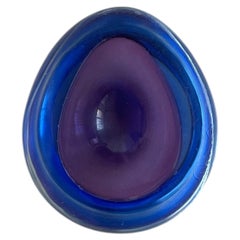 Very cute Drop-Shaped Murano Glass Bowl, Blue and Purple Sommerso Poli