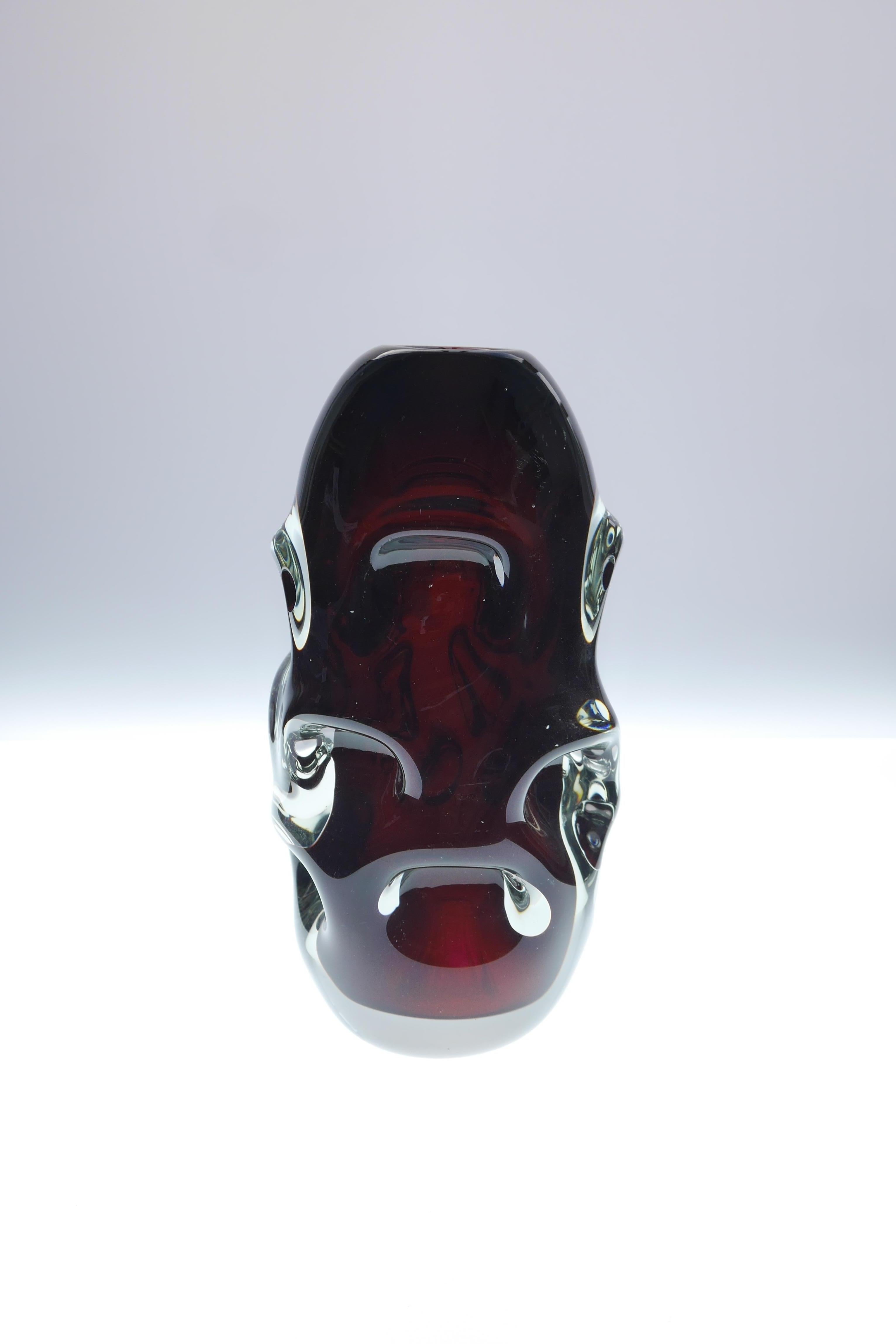 Very Dark Red Glass Vase by Börne Augustsson for Åseda, Sweden 1
