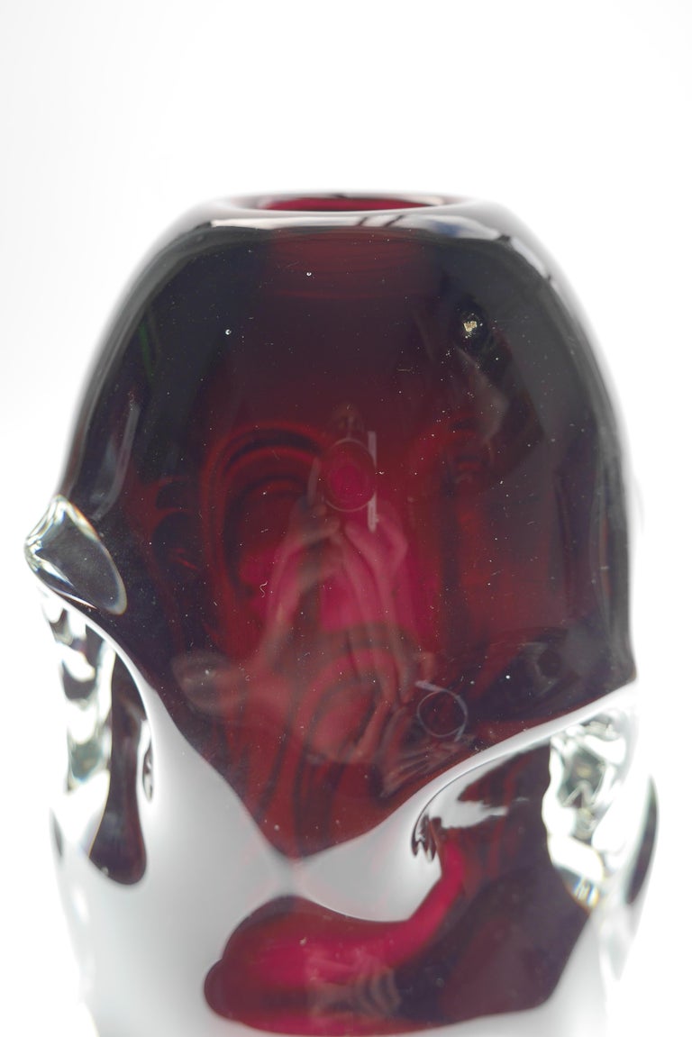 Very Dark Red Glass Vase by Börne Augustsson for Åseda, Sweden For Sale