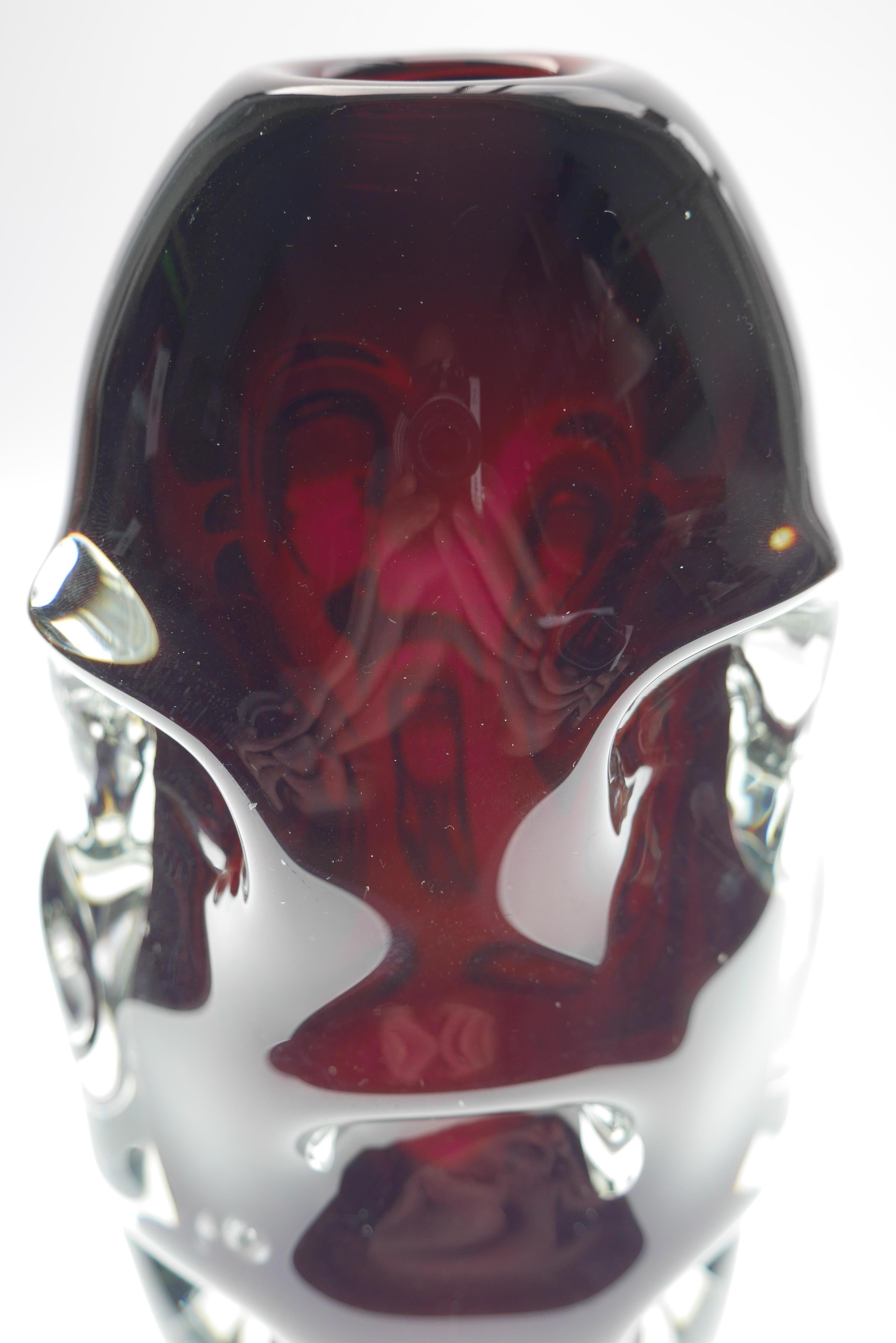 Swedish Very Dark Red Glass Vase by Börne Augustsson for Åseda, Sweden
