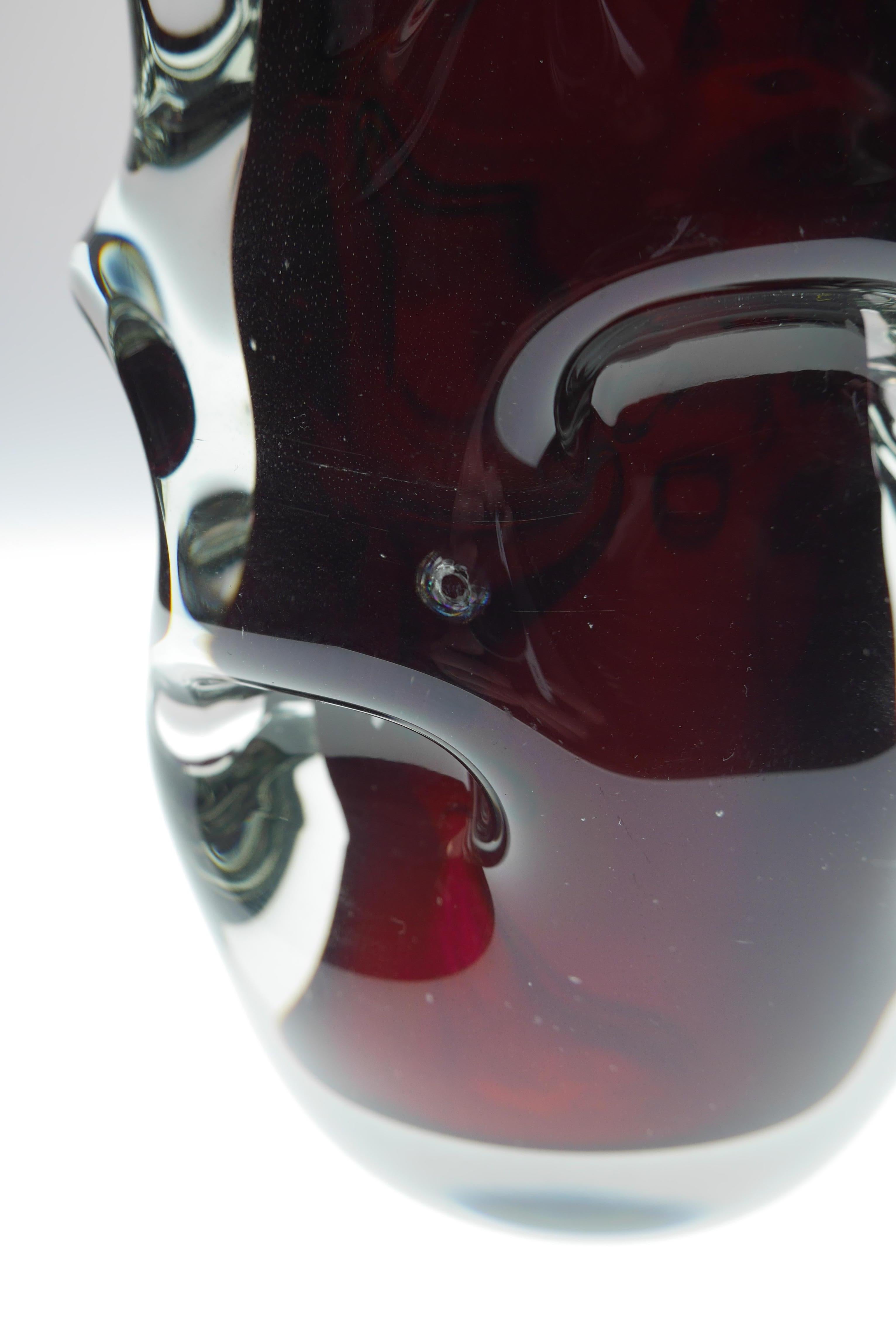 Mid-20th Century Very Dark Red Glass Vase by Börne Augustsson for Åseda, Sweden