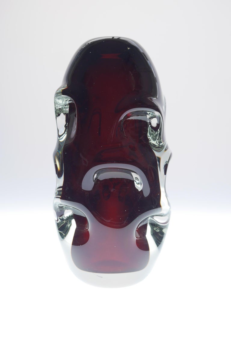 Very Dark Red Glass Vase by Börne Augustsson for Åseda, Sweden For Sale